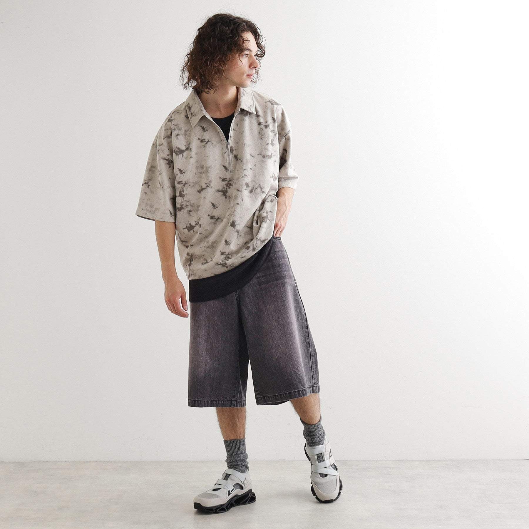 ティーケー タケオ キクチ tk.TAKEO KIKUCHI ヴィンテージライクハーフジップポロシャツ (オリーブグリーン(026)) オリーブグリーン(026)