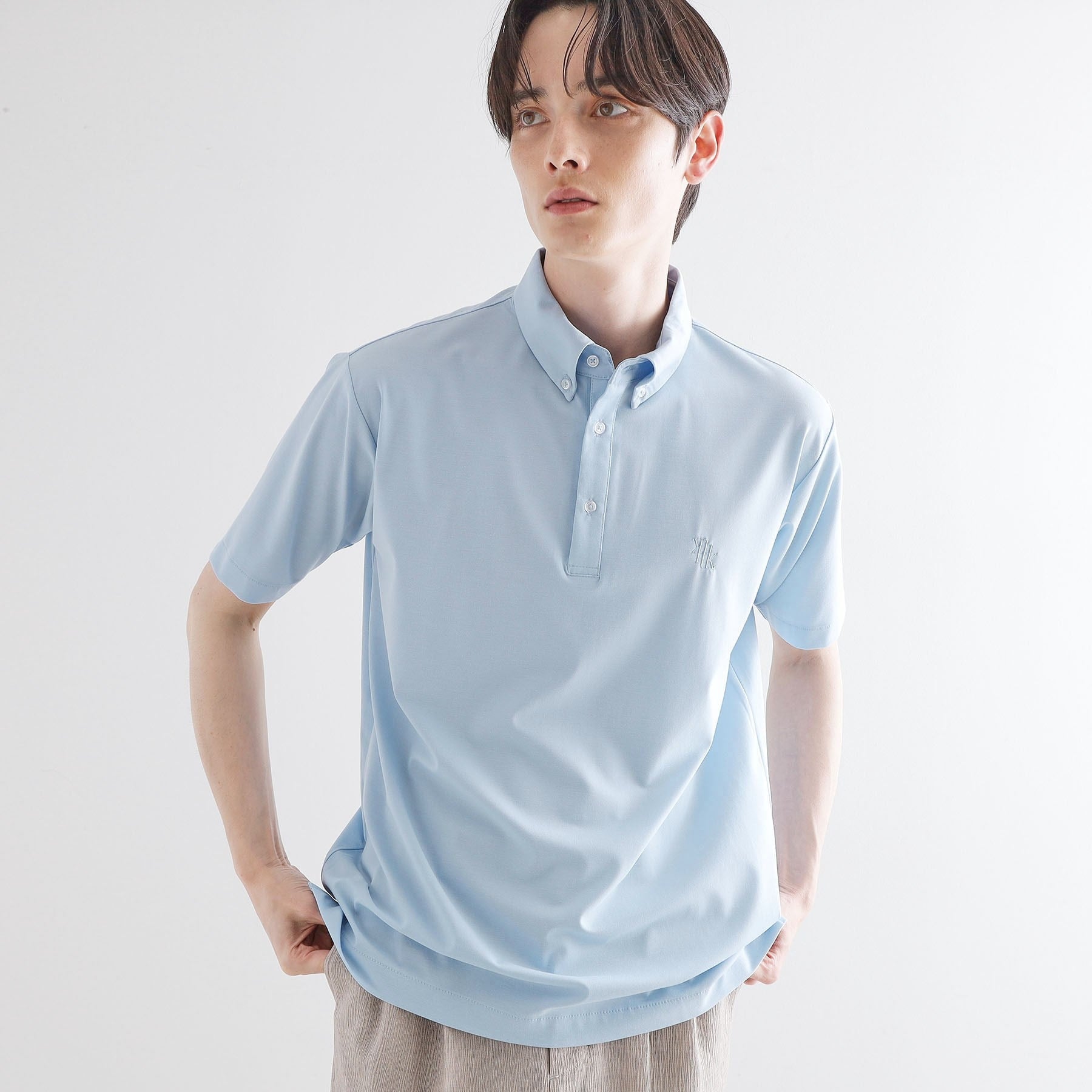 ティーケー タケオ キクチ tk.TAKEO KIKUCHI ハイゲージジャージストレッチポロシャツ (サックスブルー(090)) サックスブルー(090)