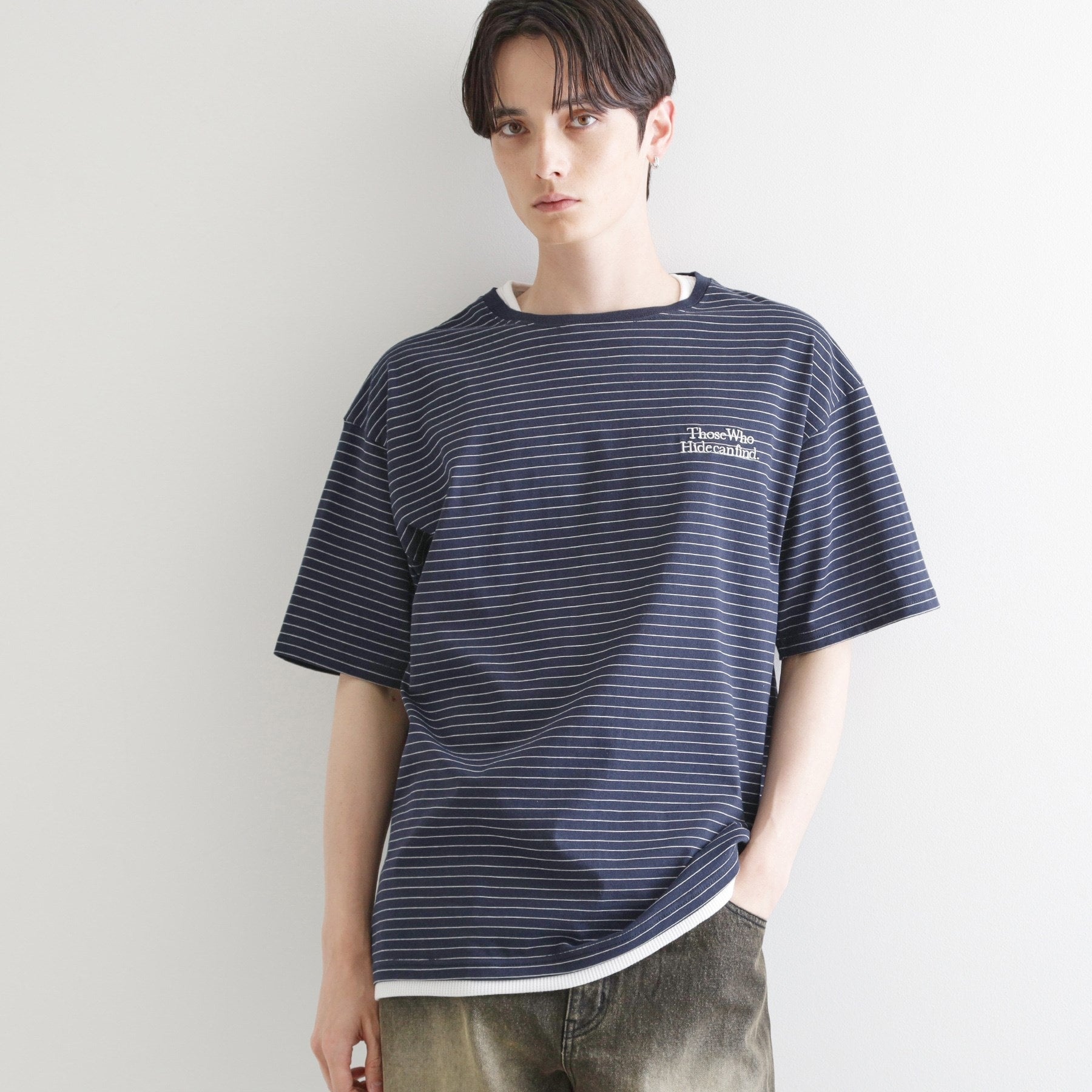 ティーケー タケオ キクチ tk.TAKEO KIKUCHI マイクロボーダーフェイクTシャツ (ネイビー(394)) ネイビー(394)