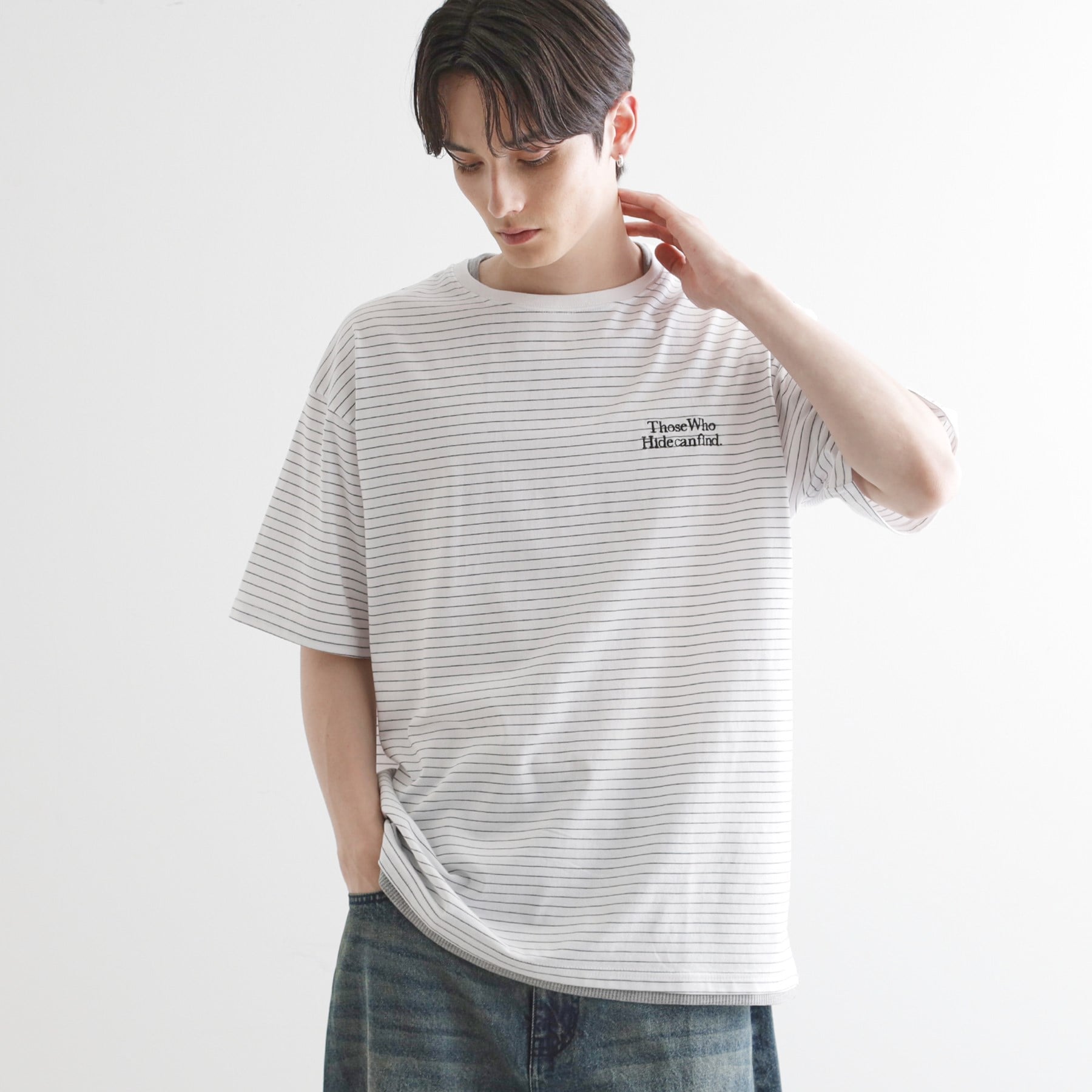ティーケー タケオ キクチ tk.TAKEO KIKUCHI マイクロボーダーフェイクTシャツ (ネイビー(394)) ネイビー(394)