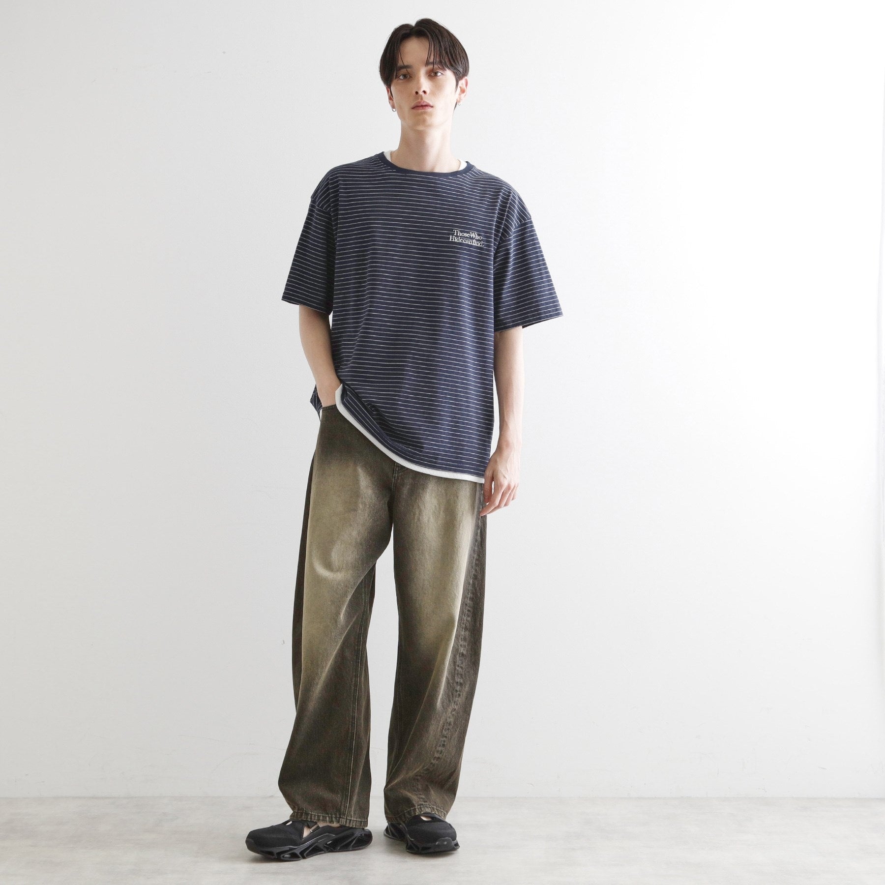 ティーケー タケオ キクチ tk.TAKEO KIKUCHI マイクロボーダーフェイクTシャツ (ネイビー(394)) ネイビー(394)