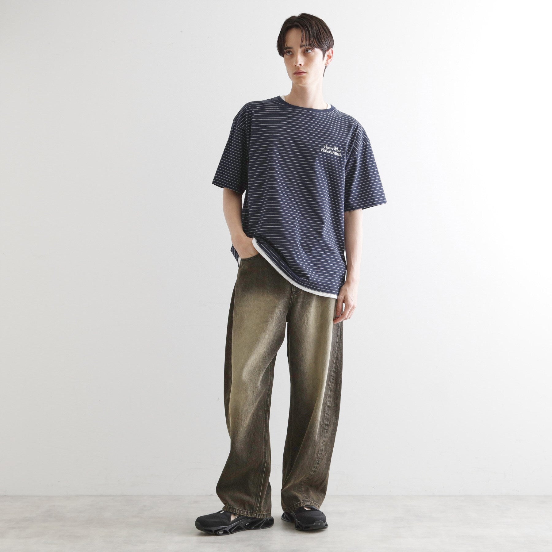 ティーケー タケオ キクチ tk.TAKEO KIKUCHI マイクロボーダーフェイクTシャツ (ネイビー(394)) ネイビー(394)