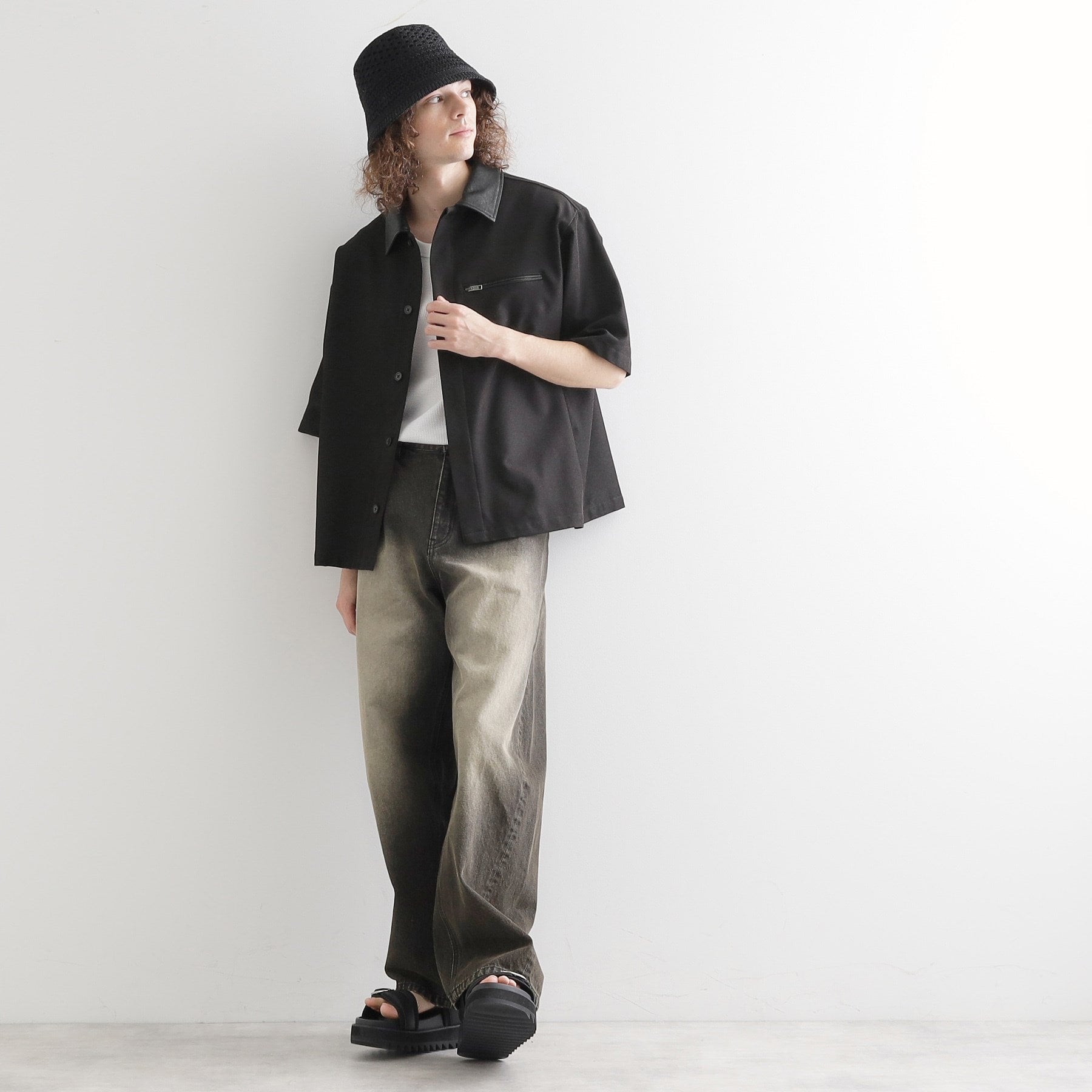 ティーケー タケオ キクチ tk.TAKEO KIKUCHI 衿配色ワーカーシャツアウター (ブラック(019)) ブラック(019)