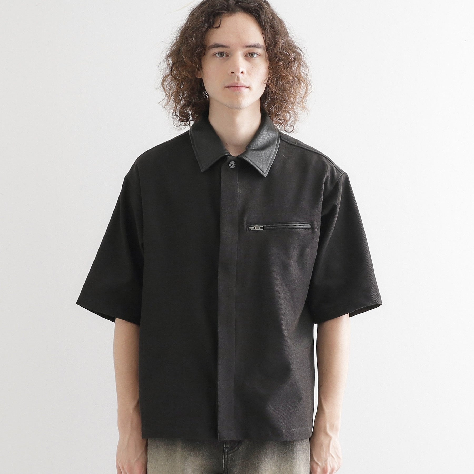 ティーケー タケオ キクチ tk.TAKEO KIKUCHI 衿配色ワーカーシャツアウター (ブラック(019)) ブラック(019)