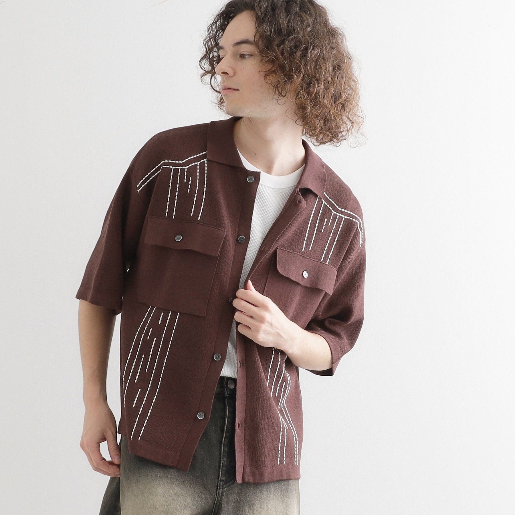 ティーケー タケオ キクチ tk.TAKEO KIKUCHI ウェスタンポロカーディガン (ブラウン(044)) ブラウン(044)