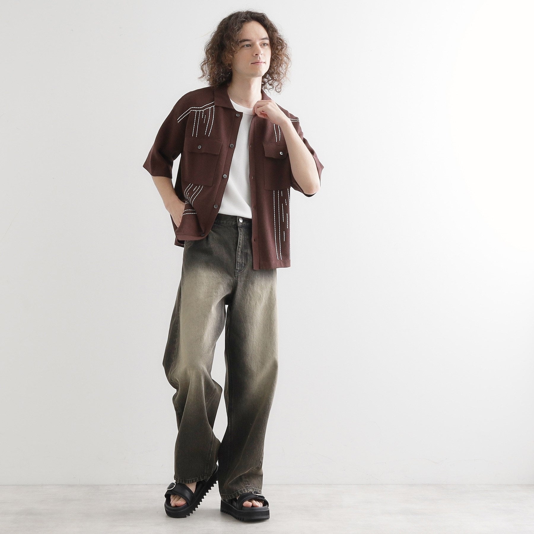 ティーケー タケオ キクチ tk.TAKEO KIKUCHI ウェスタンポロカーディガン (ブラウン(044)) ブラウン(044)