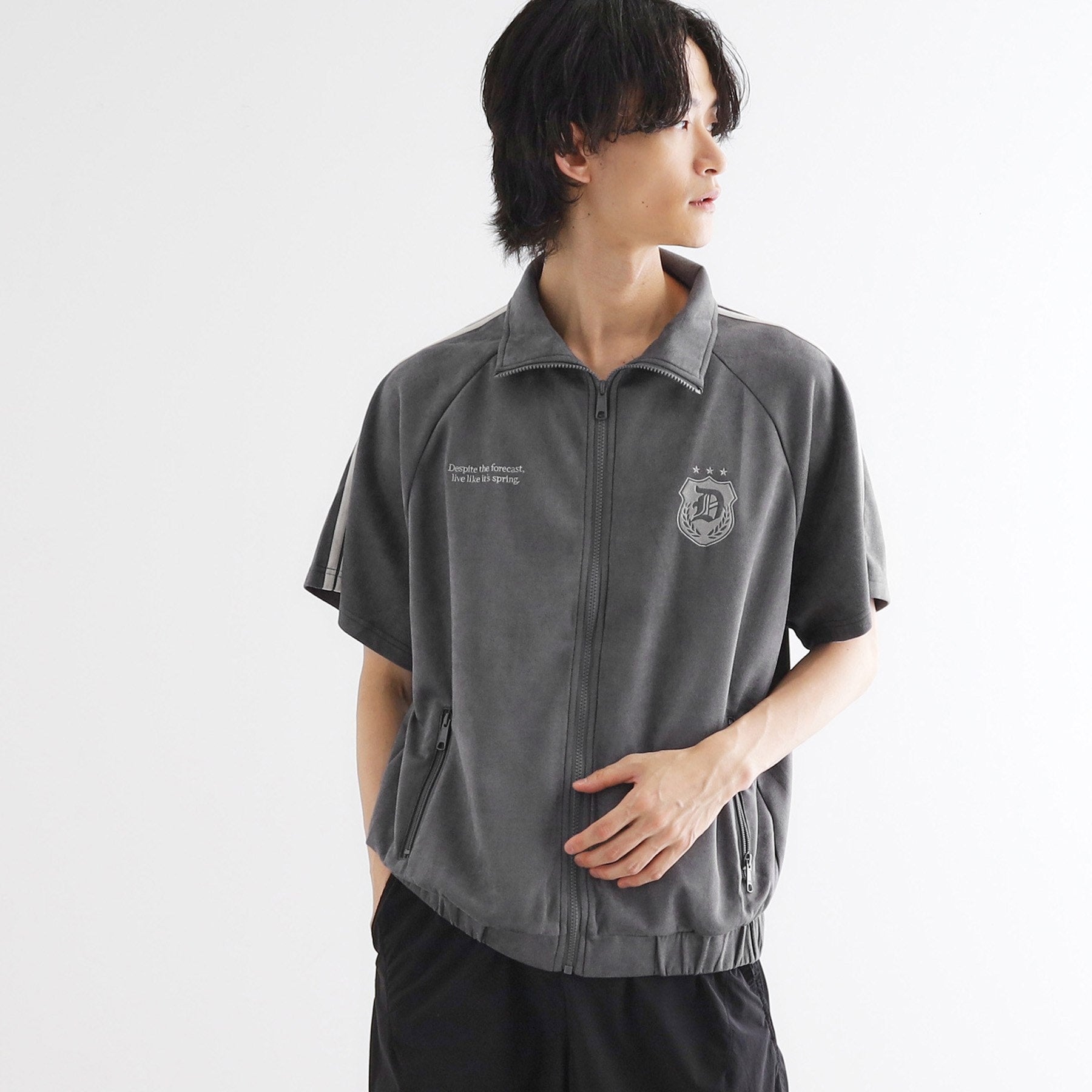 ティーケー タケオ キクチ tk.TAKEO KIKUCHI スエードライクトラックジャケット (チャコールグレー(014)) チャコールグレー(014)