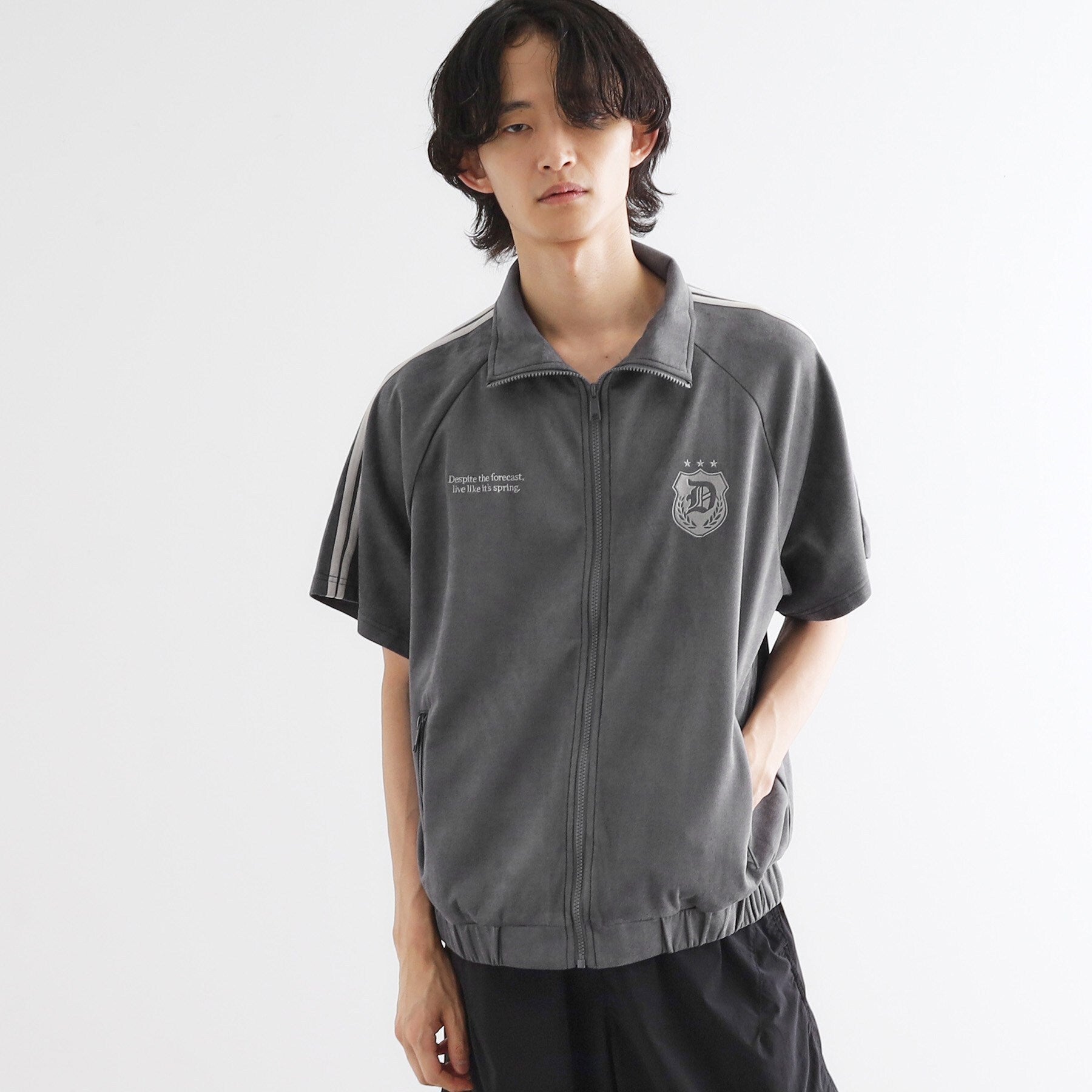 ティーケー タケオ キクチ tk.TAKEO KIKUCHI スエードライクトラックジャケット (チャコールグレー(014)) チャコールグレー(014)