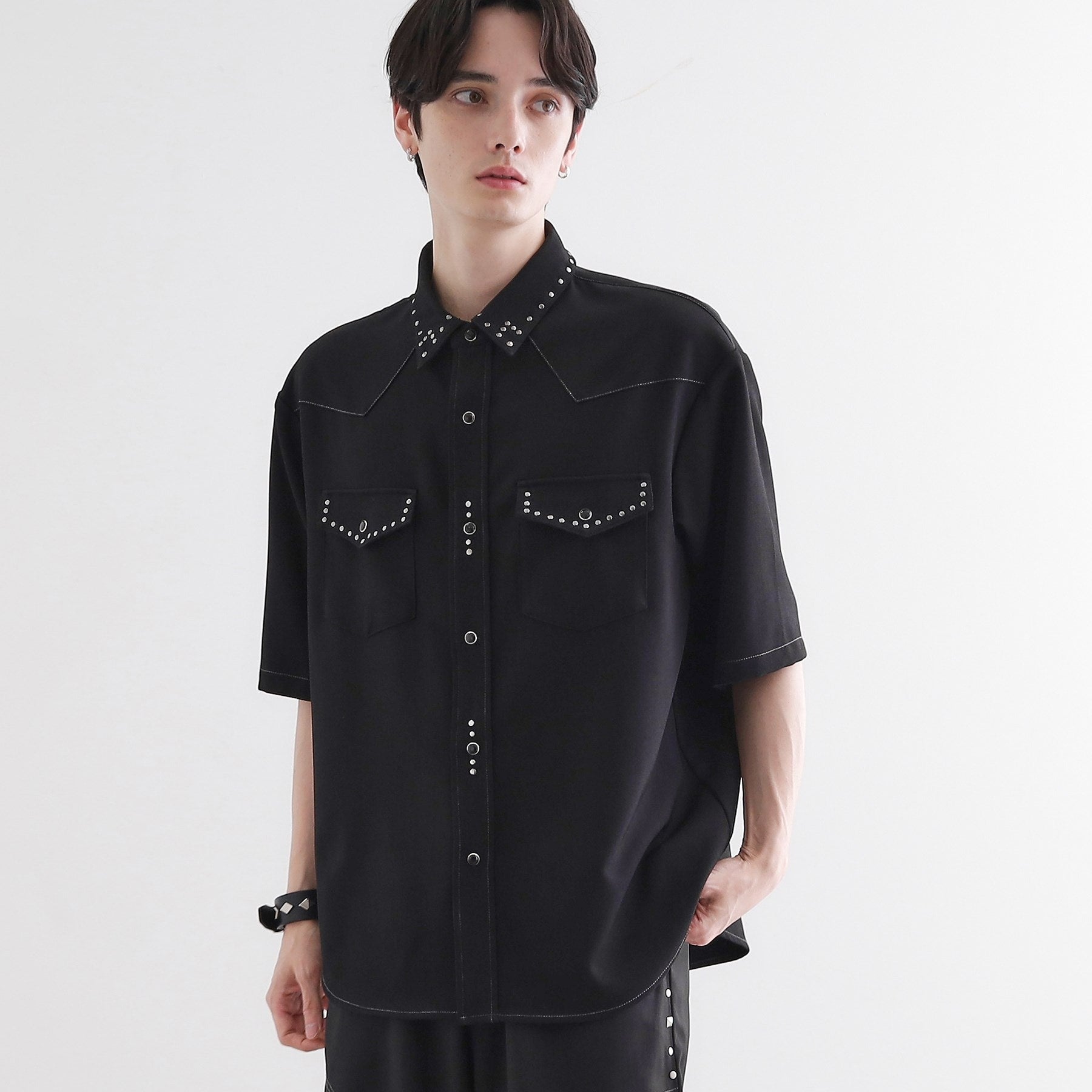 ティーケー タケオ キクチ tk.TAKEO KIKUCHI ウェスタンスタッズシャツ (ブラック(019)) ブラック(019)