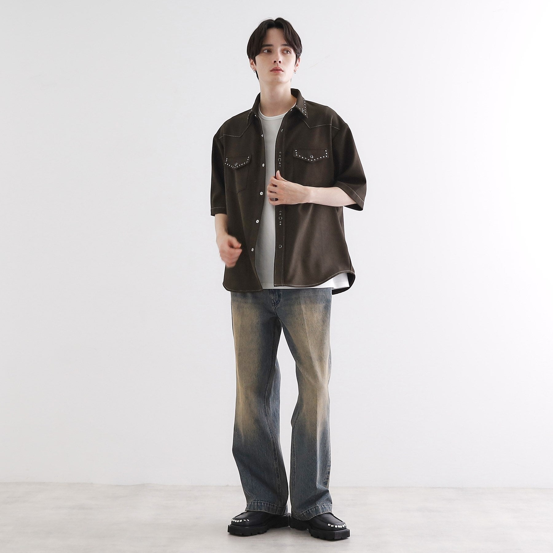 ティーケー タケオ キクチ tk.TAKEO KIKUCHI ウェスタンスタッズシャツ (ブラック(019)) ブラック(019)