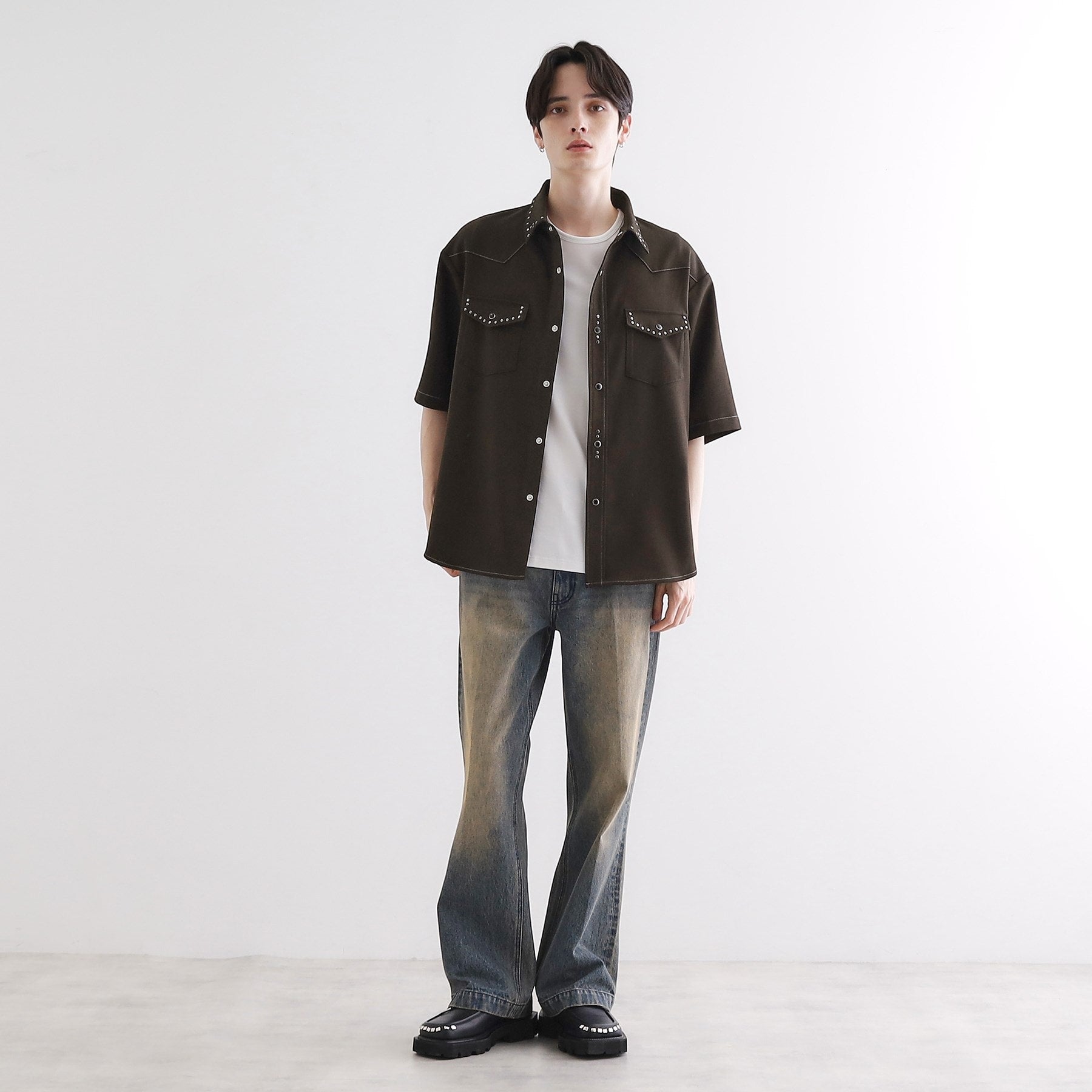 ティーケー タケオ キクチ tk.TAKEO KIKUCHI ウェスタンスタッズシャツ (ブラック(019)) ブラック(019)