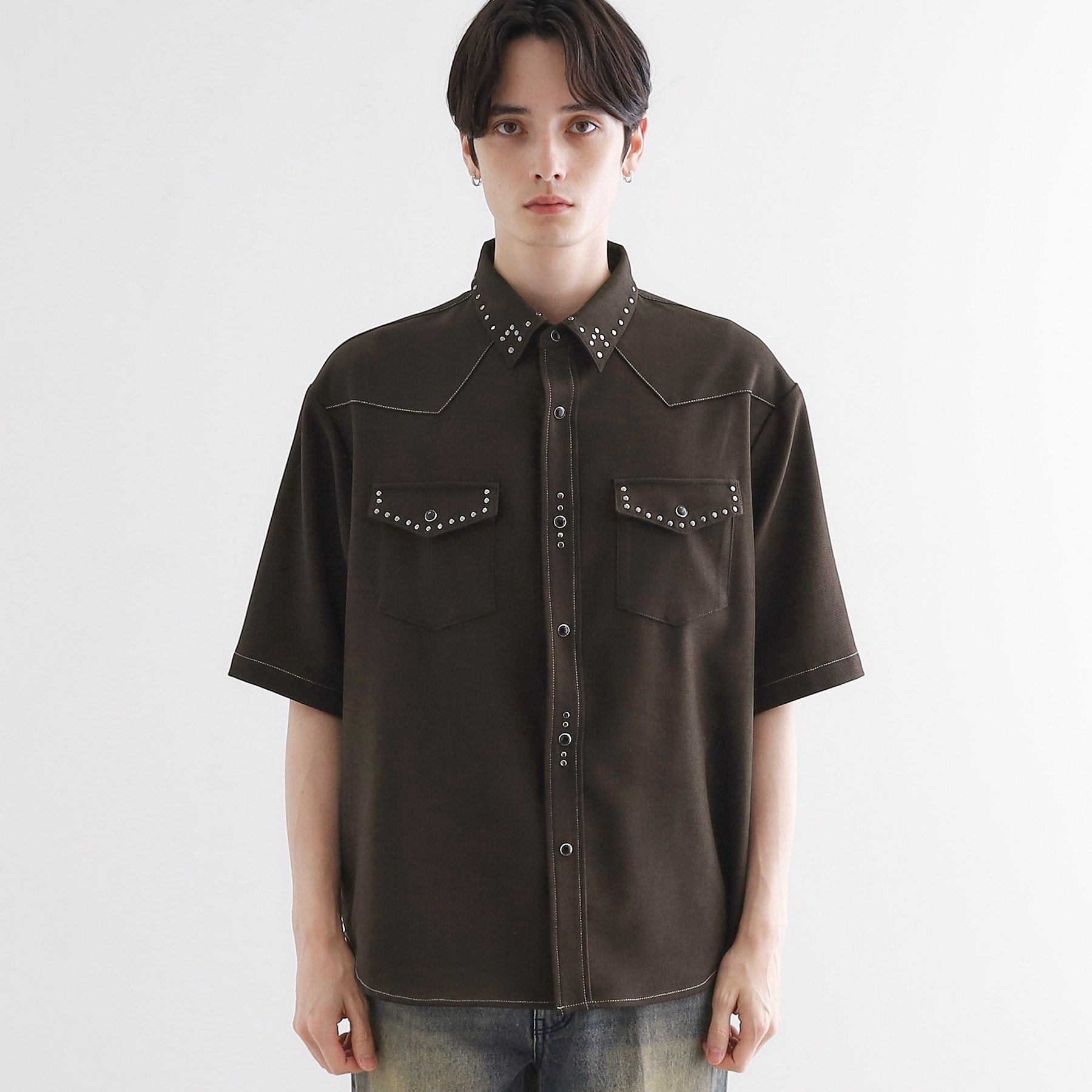 ティーケー タケオ キクチ tk.TAKEO KIKUCHI ウェスタンスタッズシャツ (ブラック(019)) ブラック(019)