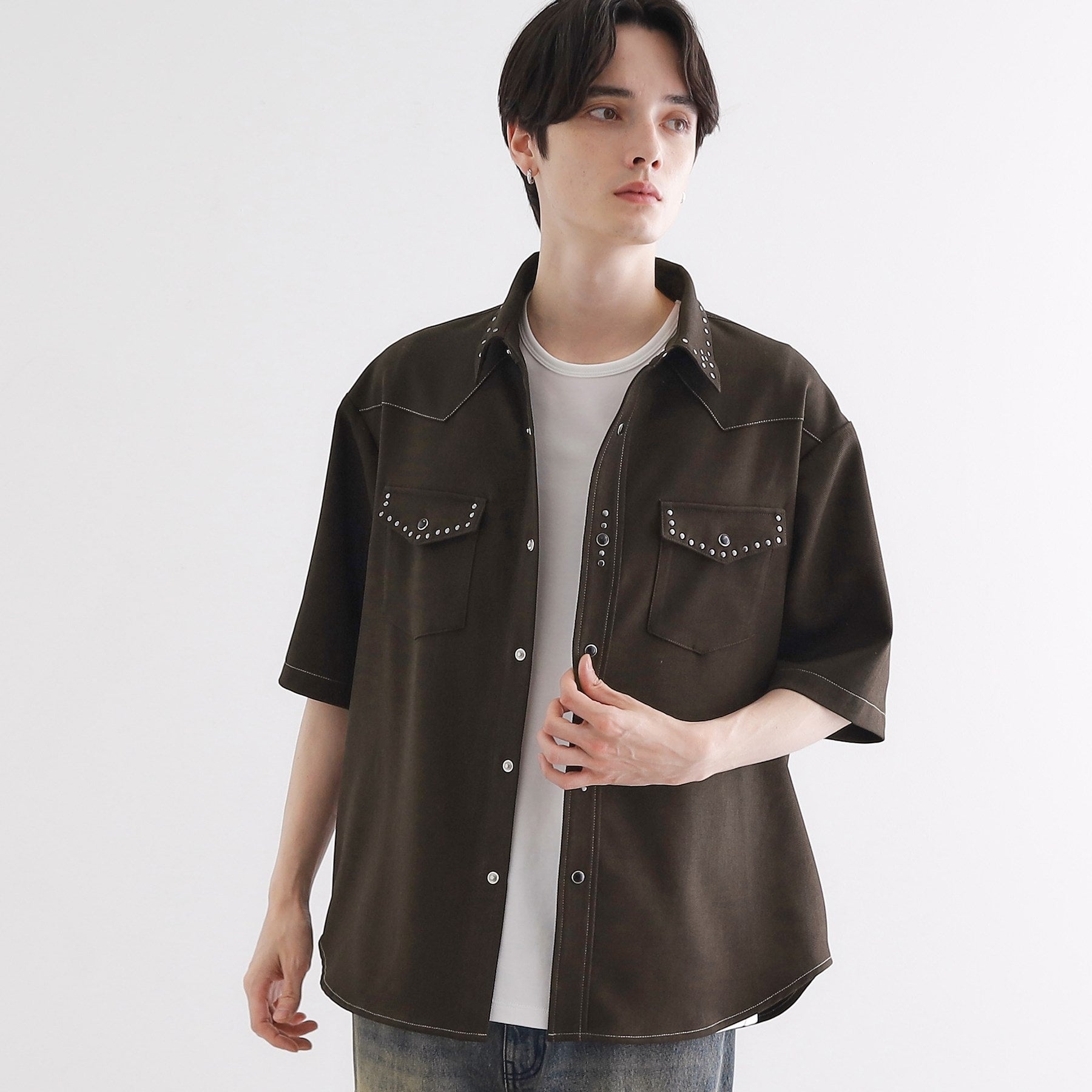 ティーケー タケオ キクチ tk.TAKEO KIKUCHI ウェスタンスタッズシャツ (ブラウン(044)) ブラウン(044)