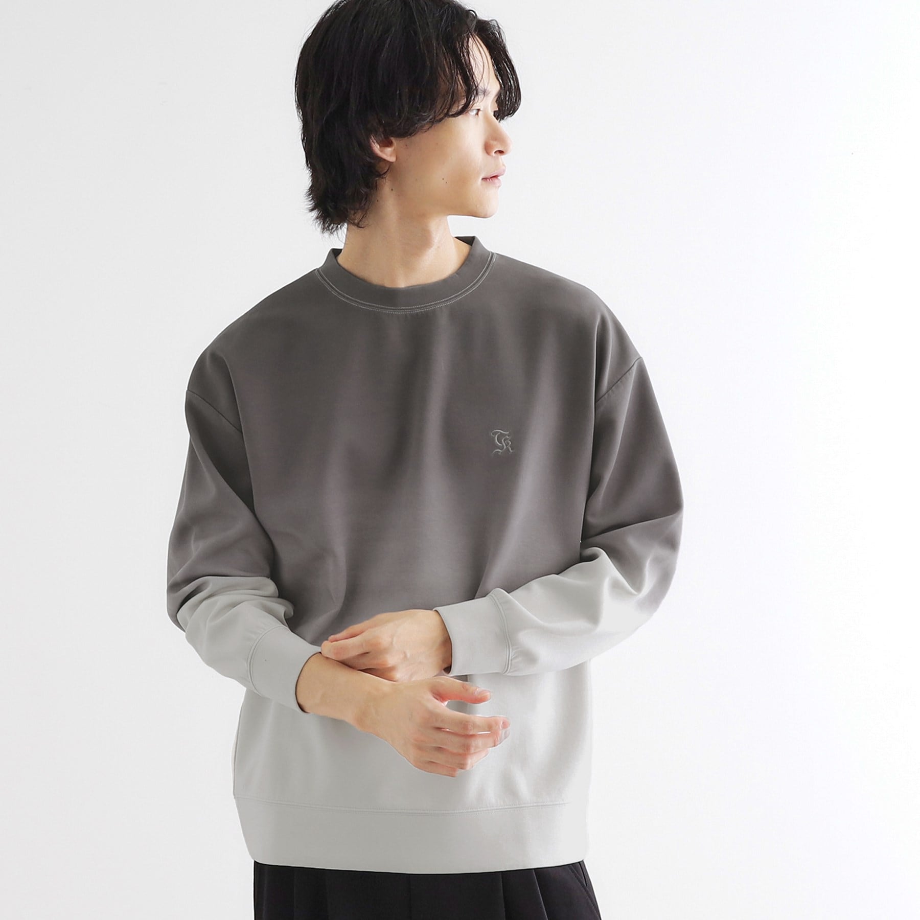 ティーケー タケオ キクチ tk.TAKEO KIKUCHI グラデーションダイ・ダンボールスウェット (ブラウン(044)) ブラウン(044)