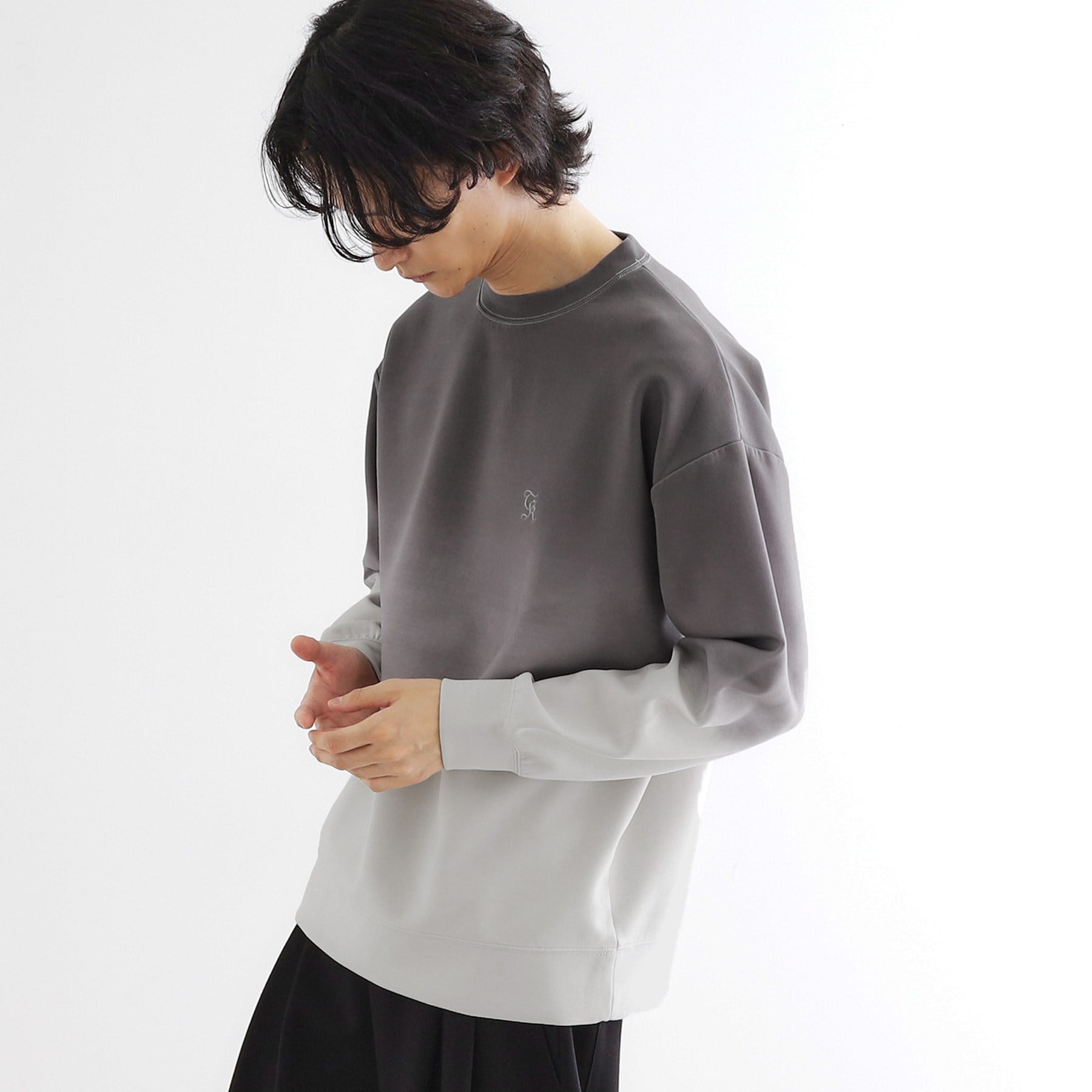 ティーケー タケオ キクチ tk.TAKEO KIKUCHI グラデーションダイ・ダンボールスウェット (ライトグレー(011)) ライトグレー(011)