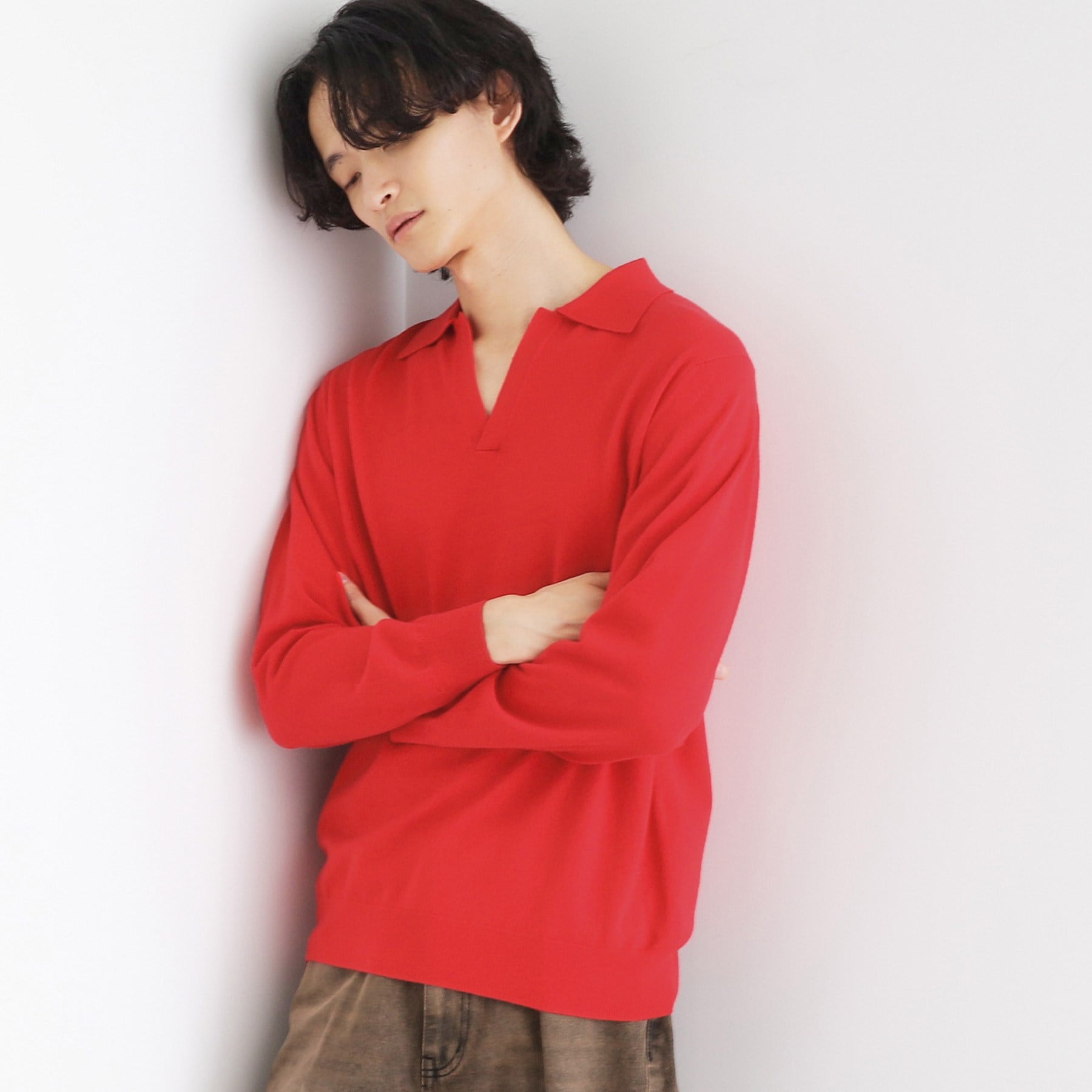 ティーケー タケオ キクチ tk.TAKEO KIKUCHI ハイゲージスキッパーコンパクトポロニット (レッド(063)) レッド(063)