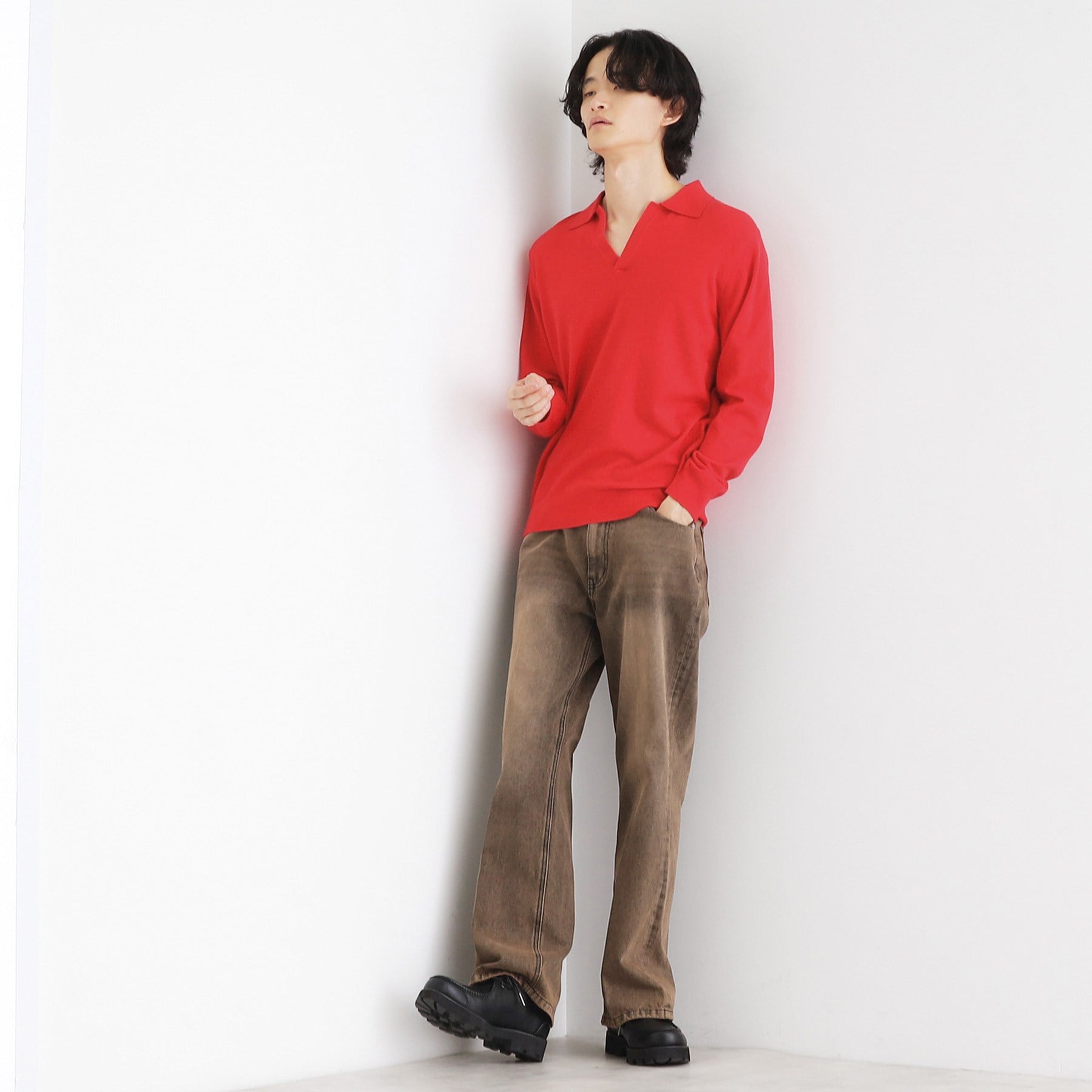 ティーケー タケオ キクチ tk.TAKEO KIKUCHI ハイゲージスキッパーコンパクトポロニット (レッド(063)) レッド(063)