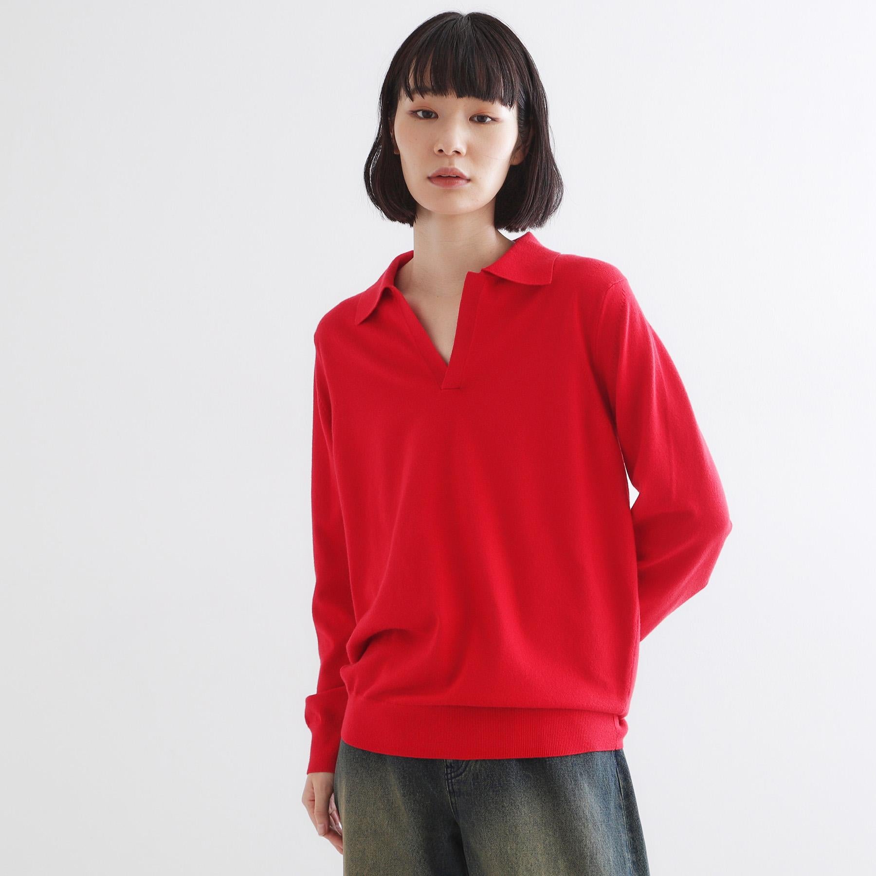 ティーケー タケオ キクチ tk.TAKEO KIKUCHI ハイゲージスキッパーコンパクトポロニット (レッド(063)) レッド(063)