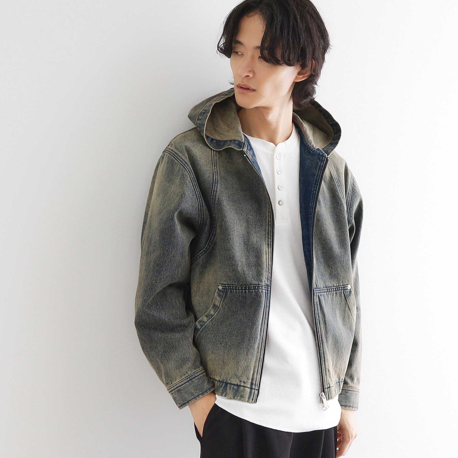 ティーケー タケオ キクチ tk.TAKEO KIKUCHI ヴィンテージライクデニムジップパーカー (ブルー(092)) ブルー(092)