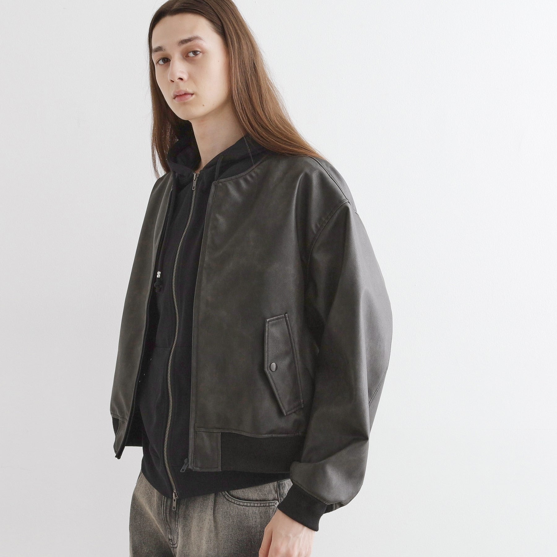 ティーケー タケオ キクチ tk.TAKEO KIKUCHI シンセティックレザー MAー1 (ブラウン(143)) ブラウン(143)