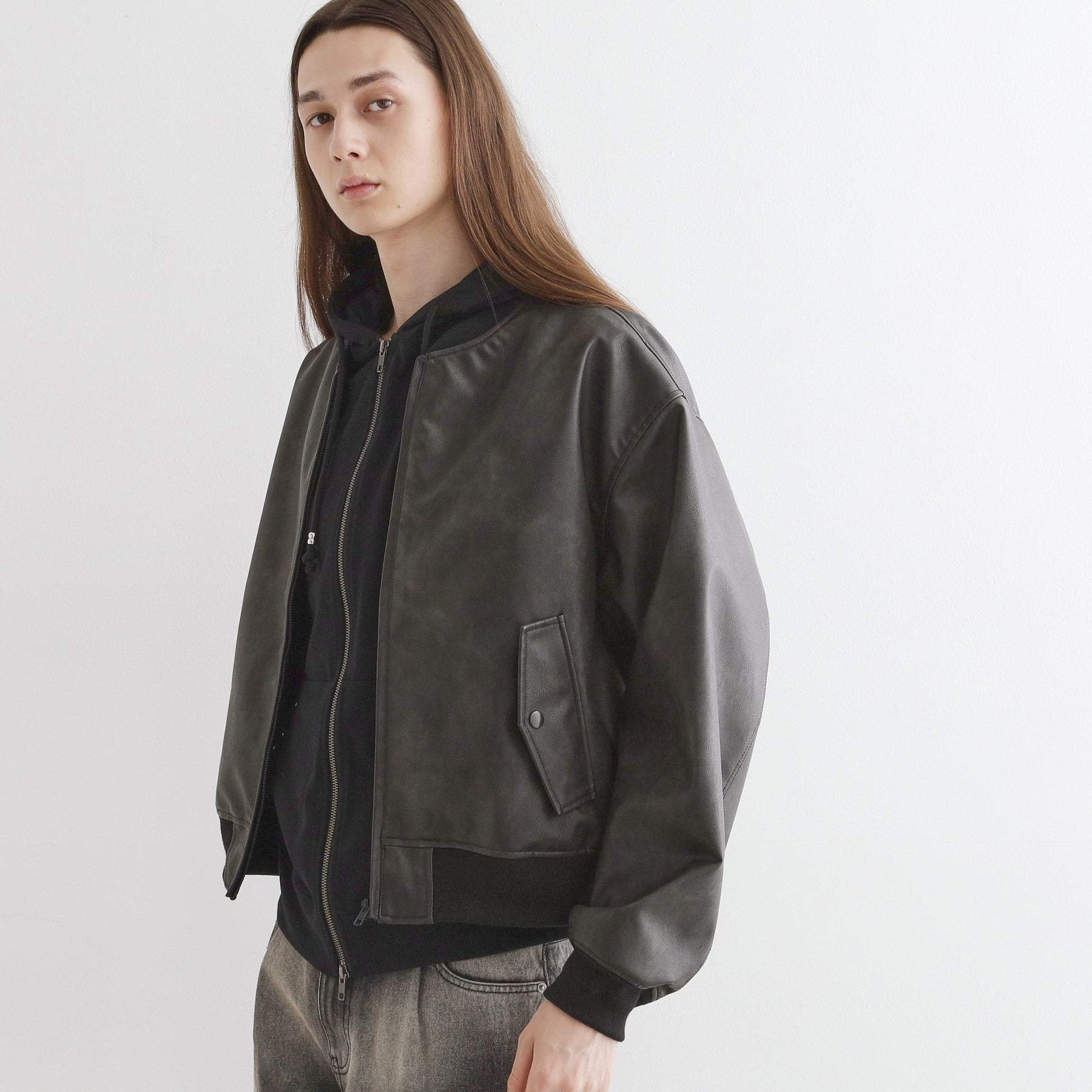 ティーケー タケオ キクチ tk.TAKEO KIKUCHI シンセティックレザー MAー1 (ブラウン(143)) ブラウン(143)