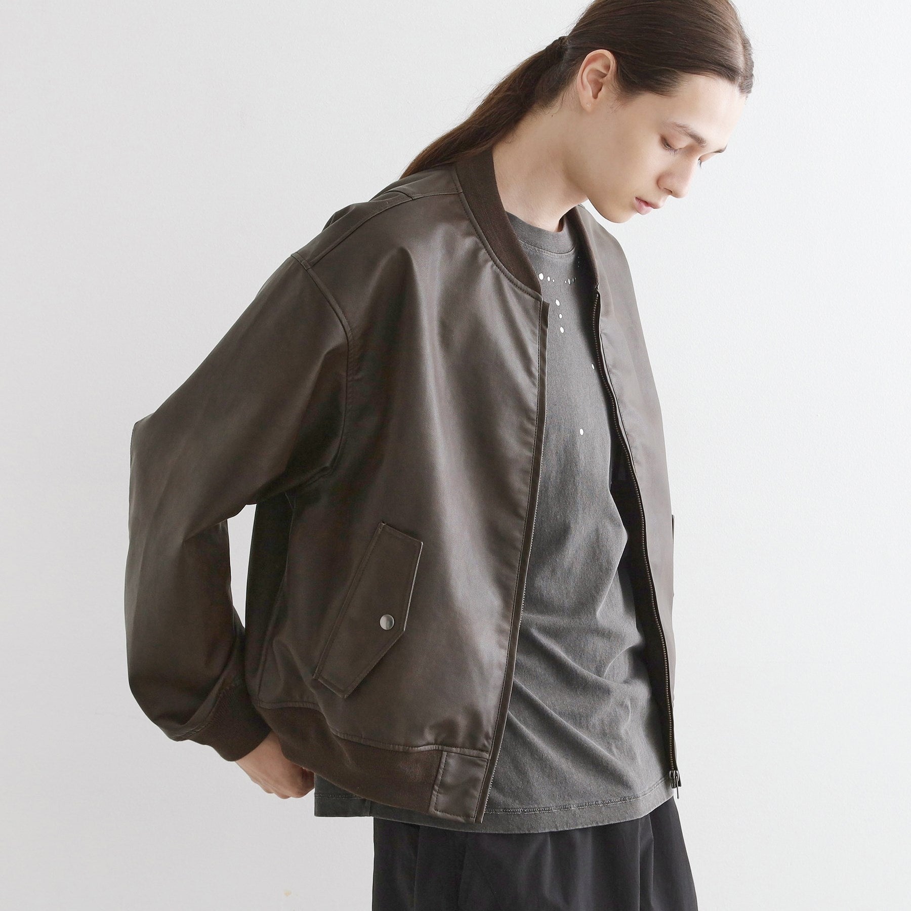 ティーケー タケオ キクチ tk.TAKEO KIKUCHI シンセティックレザー MAー1 (ブラウン(143)) ブラウン(143)