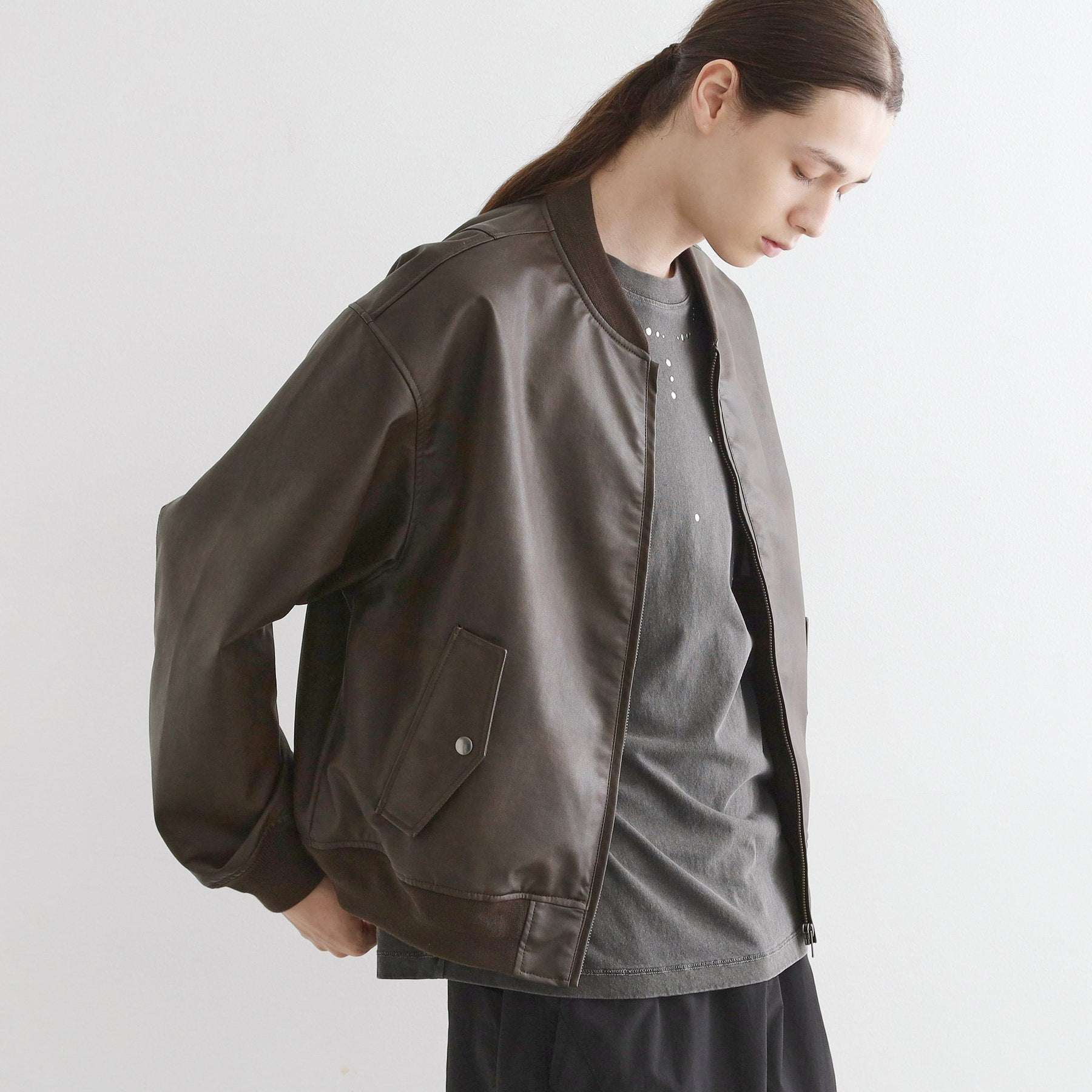 ティーケー タケオ キクチ tk.TAKEO KIKUCHI シンセティックレザー MAー1 (ブラウン(143)) ブラウン(143)