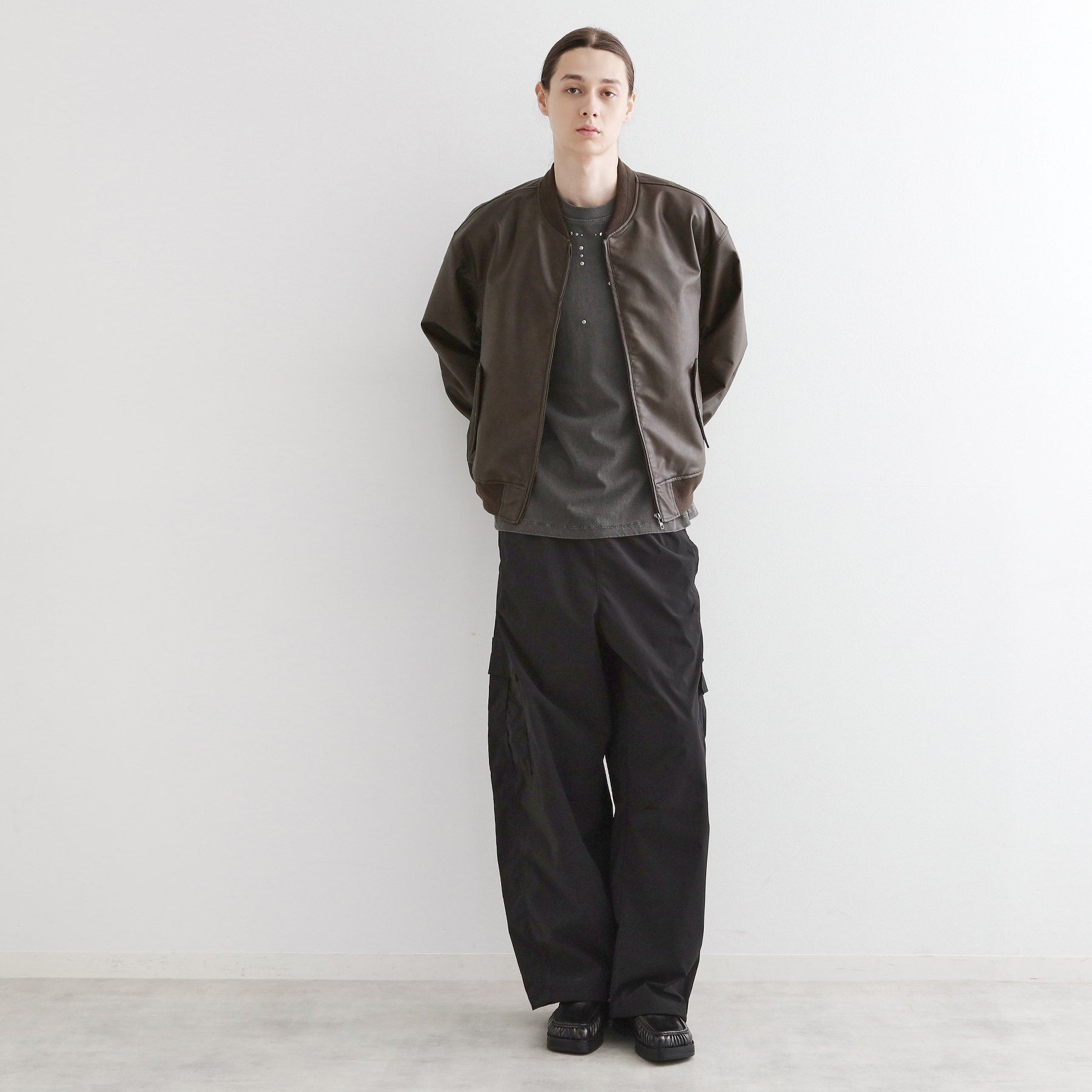 ティーケー タケオ キクチ tk.TAKEO KIKUCHI シンセティックレザー MAー1 (ブラウン(143)) ブラウン(143)