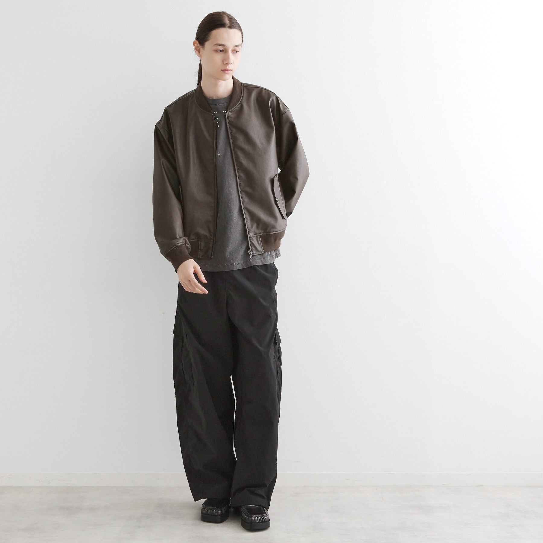 ティーケー タケオ キクチ tk.TAKEO KIKUCHI シンセティックレザー MAー1 (ブラウン(143)) ブラウン(143)