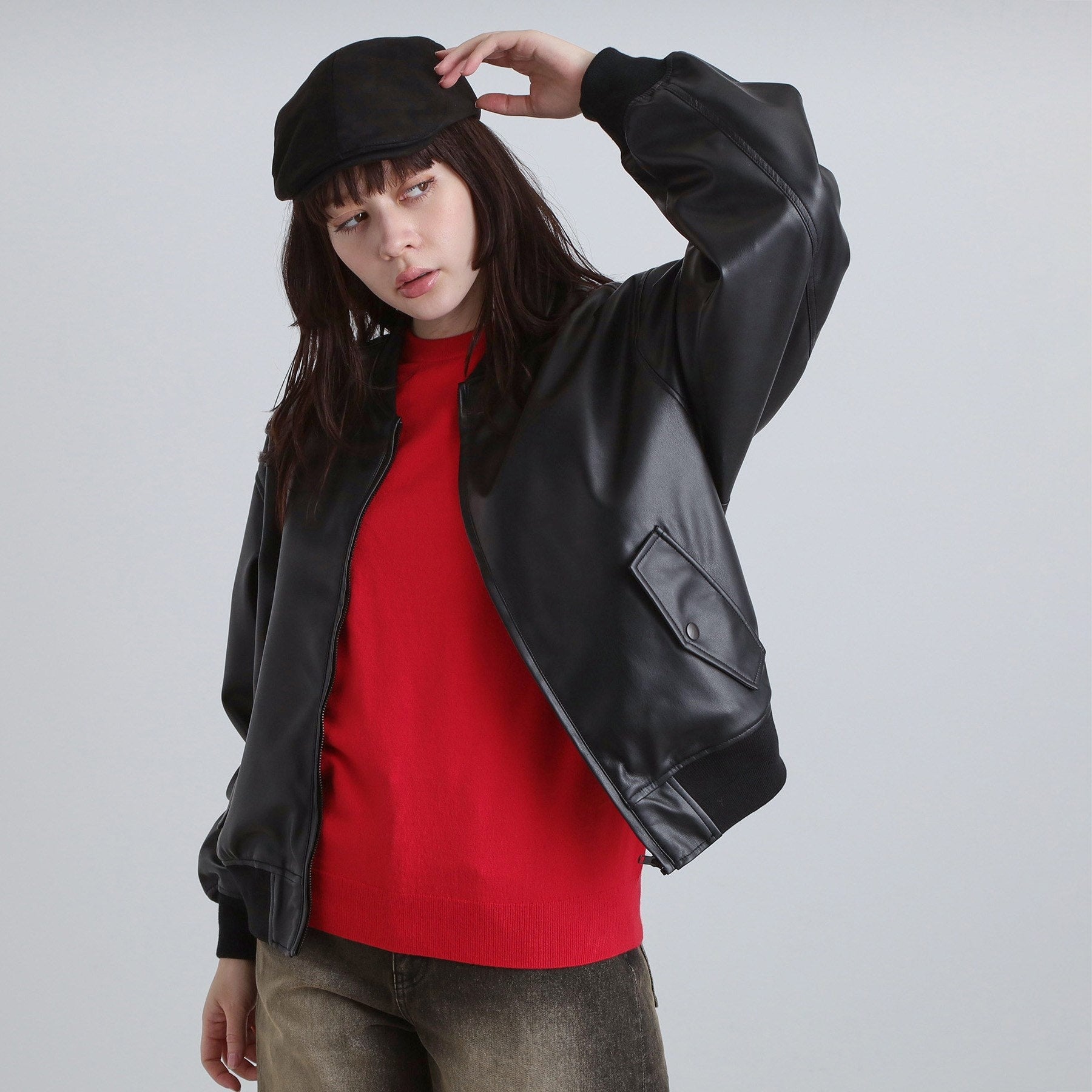 ティーケー タケオ キクチ tk.TAKEO KIKUCHI シンセティックレザー MAー1 (ブラウン(143)) ブラウン(143)