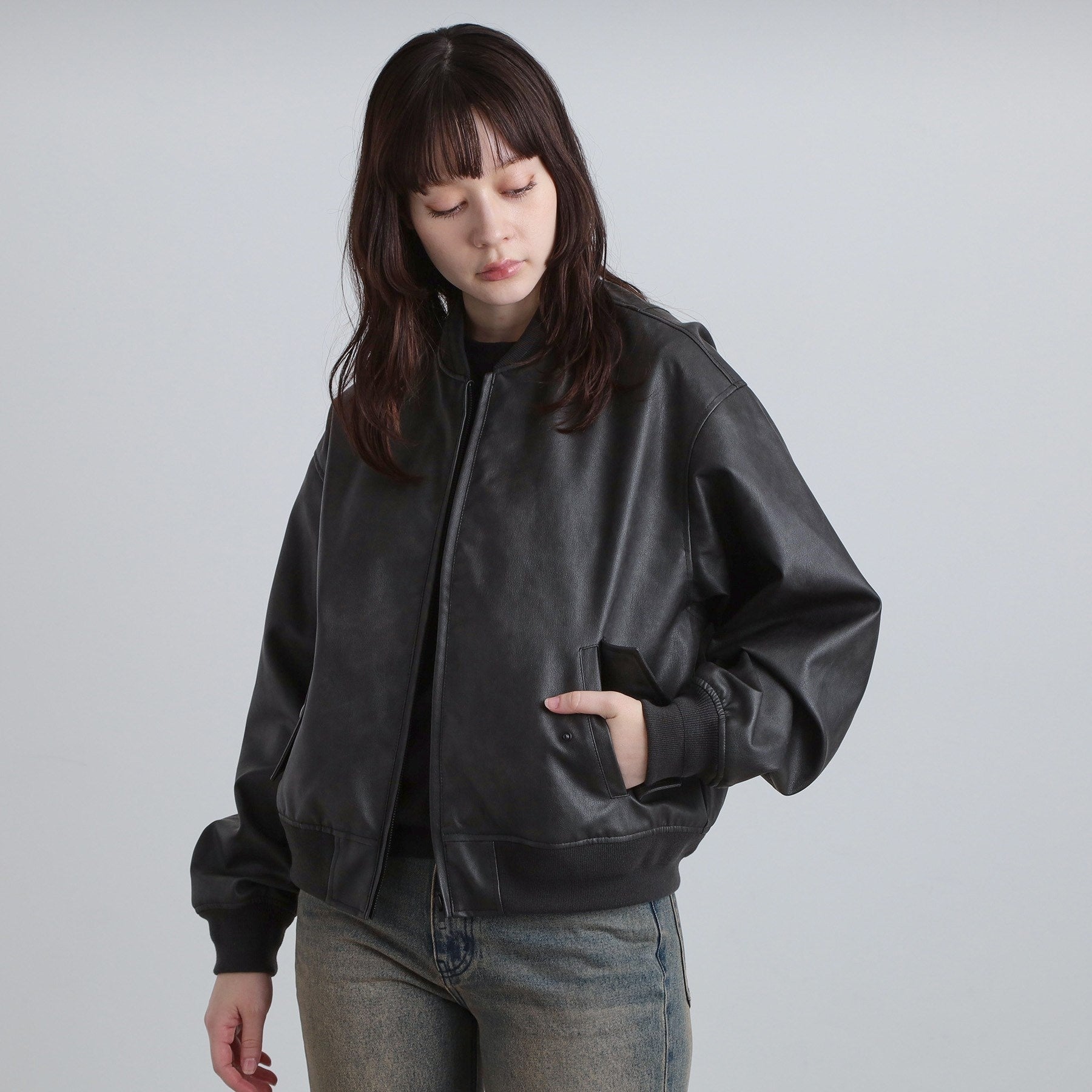 ティーケー タケオ キクチ tk.TAKEO KIKUCHI シンセティックレザー MAー1 (ブラウン(143)) ブラウン(143)