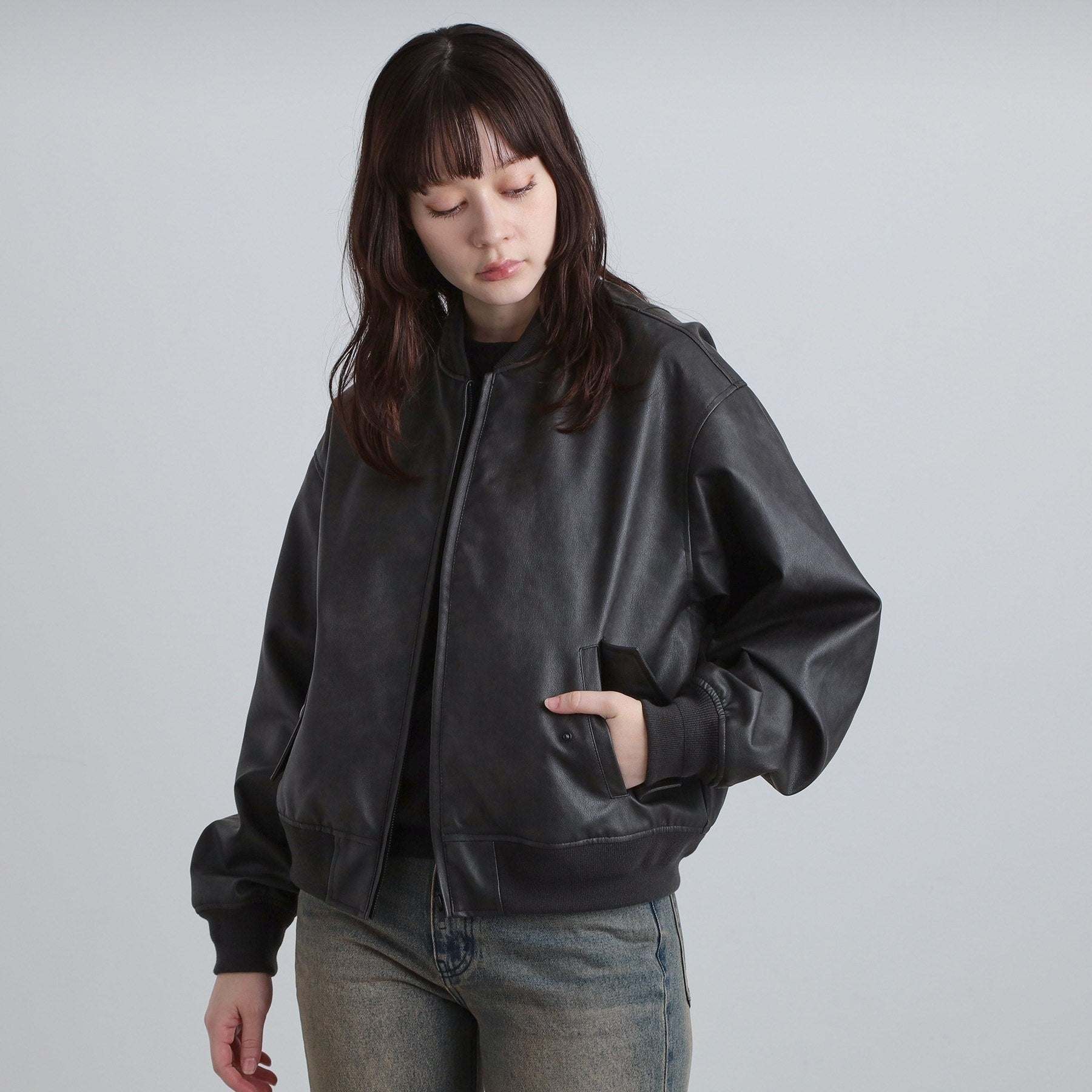 ティーケー タケオ キクチ tk.TAKEO KIKUCHI シンセティックレザー MAー1 (ブラウン(143)) ブラウン(143)