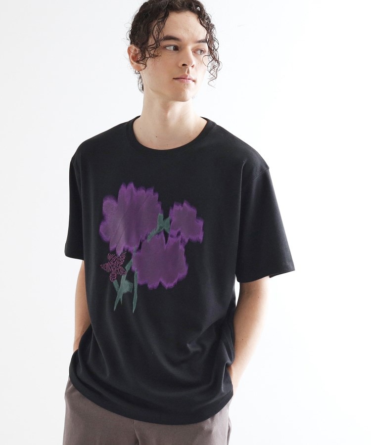 ティーケー タケオ キクチ tk.TAKEO KIKUCHI ボカシフラワーTシャツ (ブラック(019)) ブラック(019)