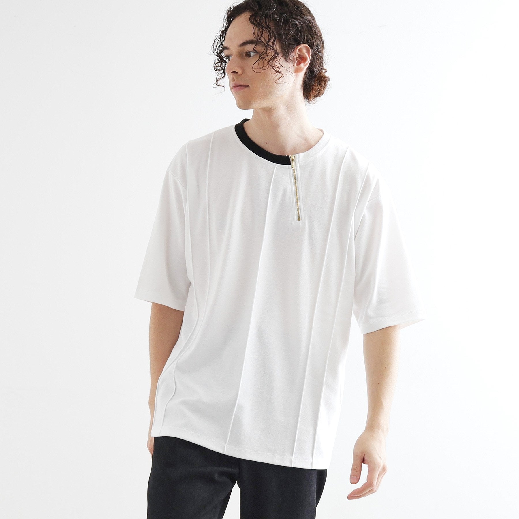 ティーケー タケオ キクチ tk.TAKEO KIKUCHI ストライプタックTシャツ (ホワイト(001)) ホワイト(001)