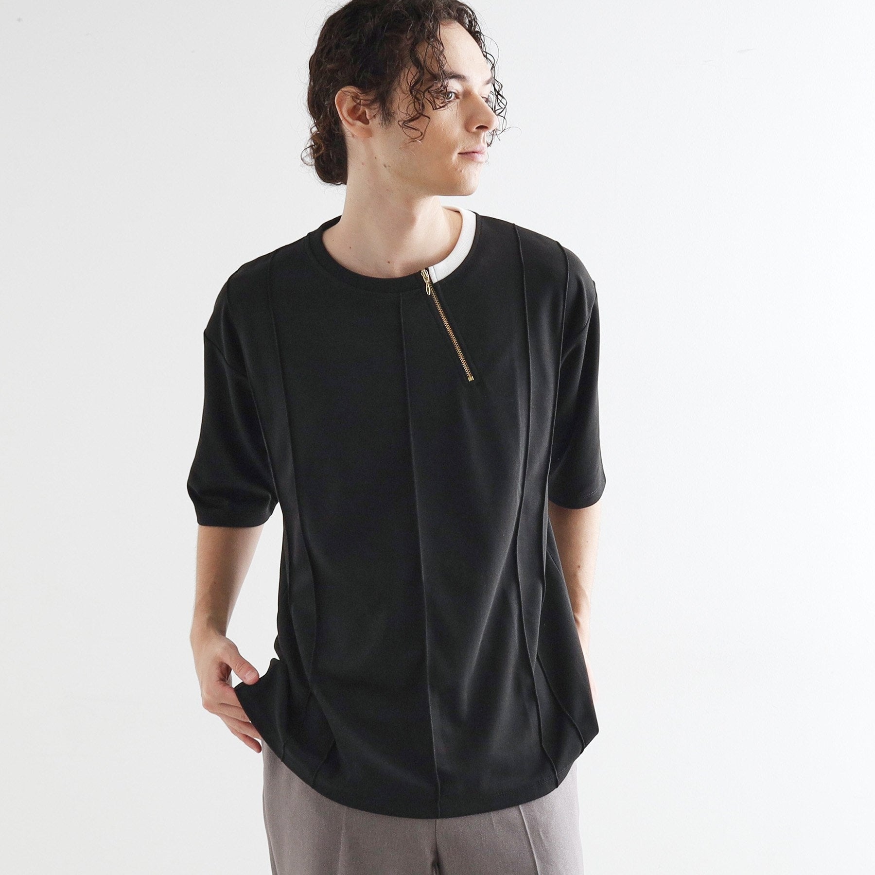 ティーケー タケオ キクチ tk.TAKEO KIKUCHI ストライプタックTシャツ (ブラック(019)) ブラック(019)