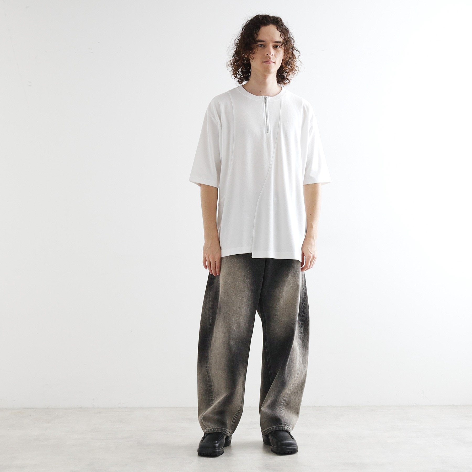 ティーケー タケオ キクチ tk.TAKEO KIKUCHI ウェーブ切替ジップTシャツ (ブラック(019)) ブラック(019)