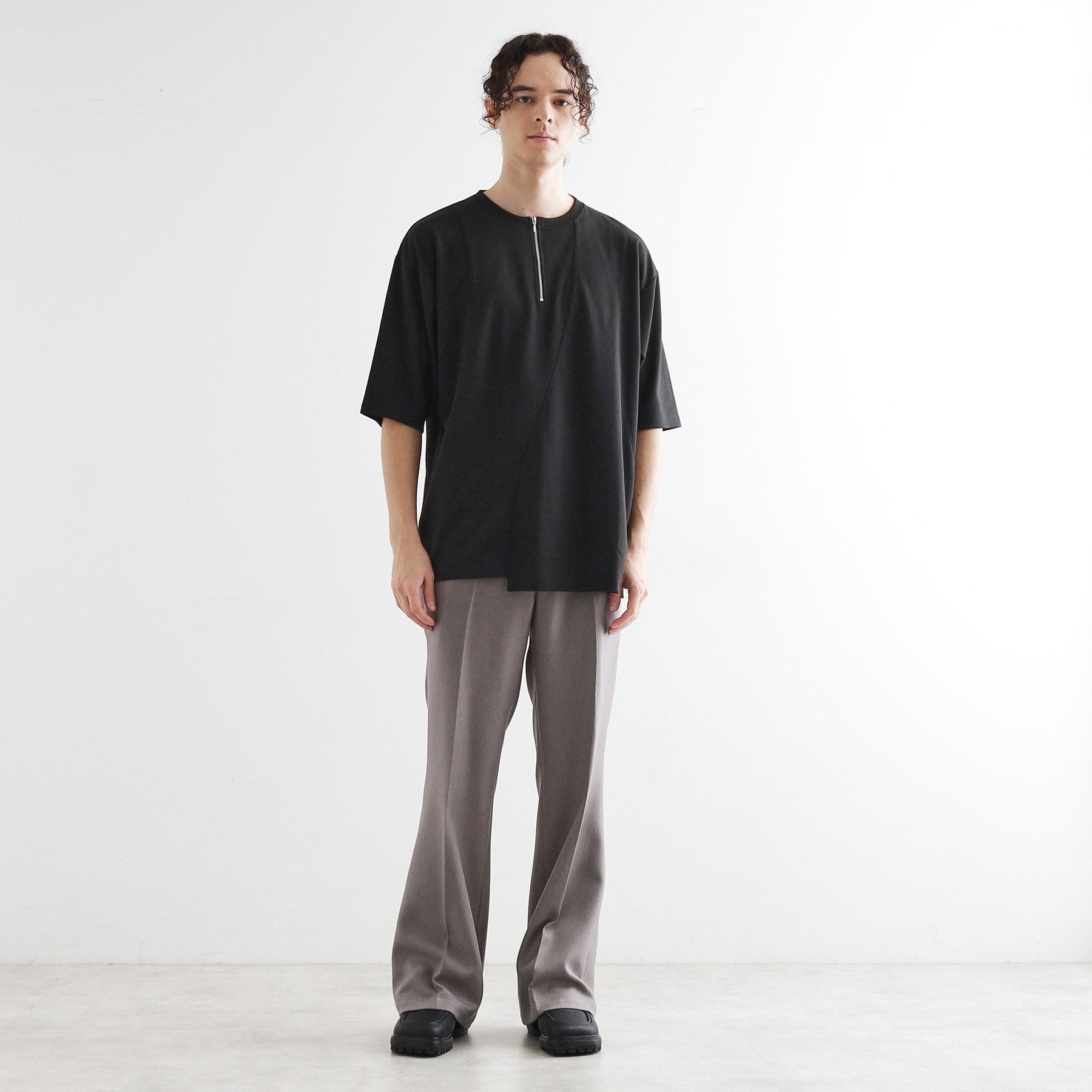 ティーケー タケオ キクチ tk.TAKEO KIKUCHI ウェーブ切替ジップTシャツ (ブラック(019)) ブラック(019)