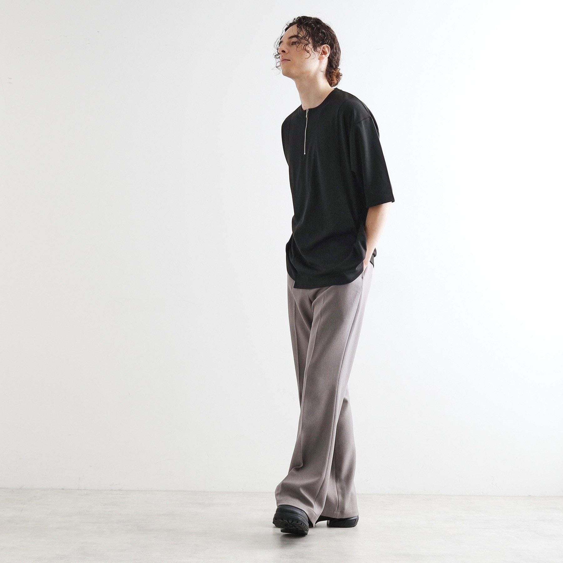 ティーケー タケオ キクチ tk.TAKEO KIKUCHI ウェーブ切替ジップTシャツ (ブラック(019)) ブラック(019)