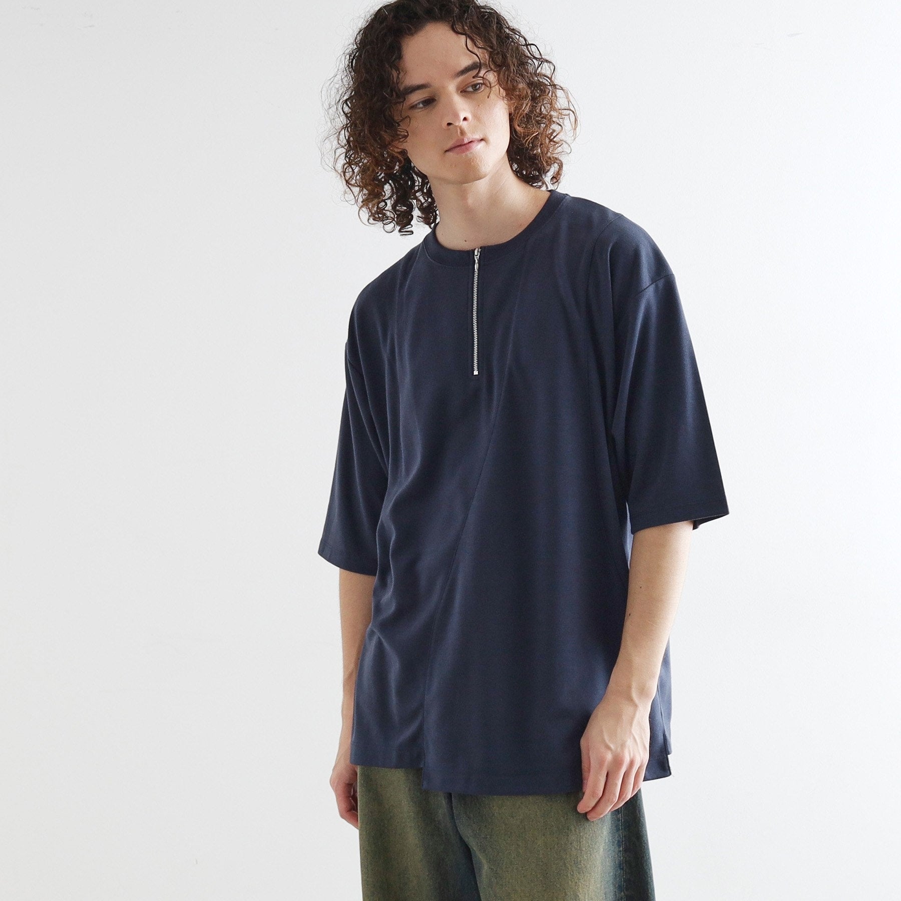 ティーケー タケオ キクチ tk.TAKEO KIKUCHI ウェーブ切替ジップTシャツ (ブラック(019)) ブラック(019)