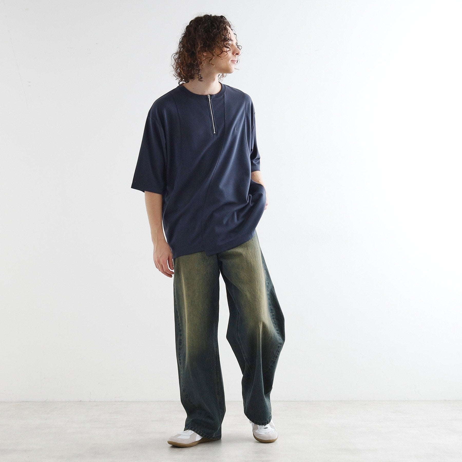 ティーケー タケオ キクチ tk.TAKEO KIKUCHI ウェーブ切替ジップTシャツ (ブラック(019)) ブラック(019)