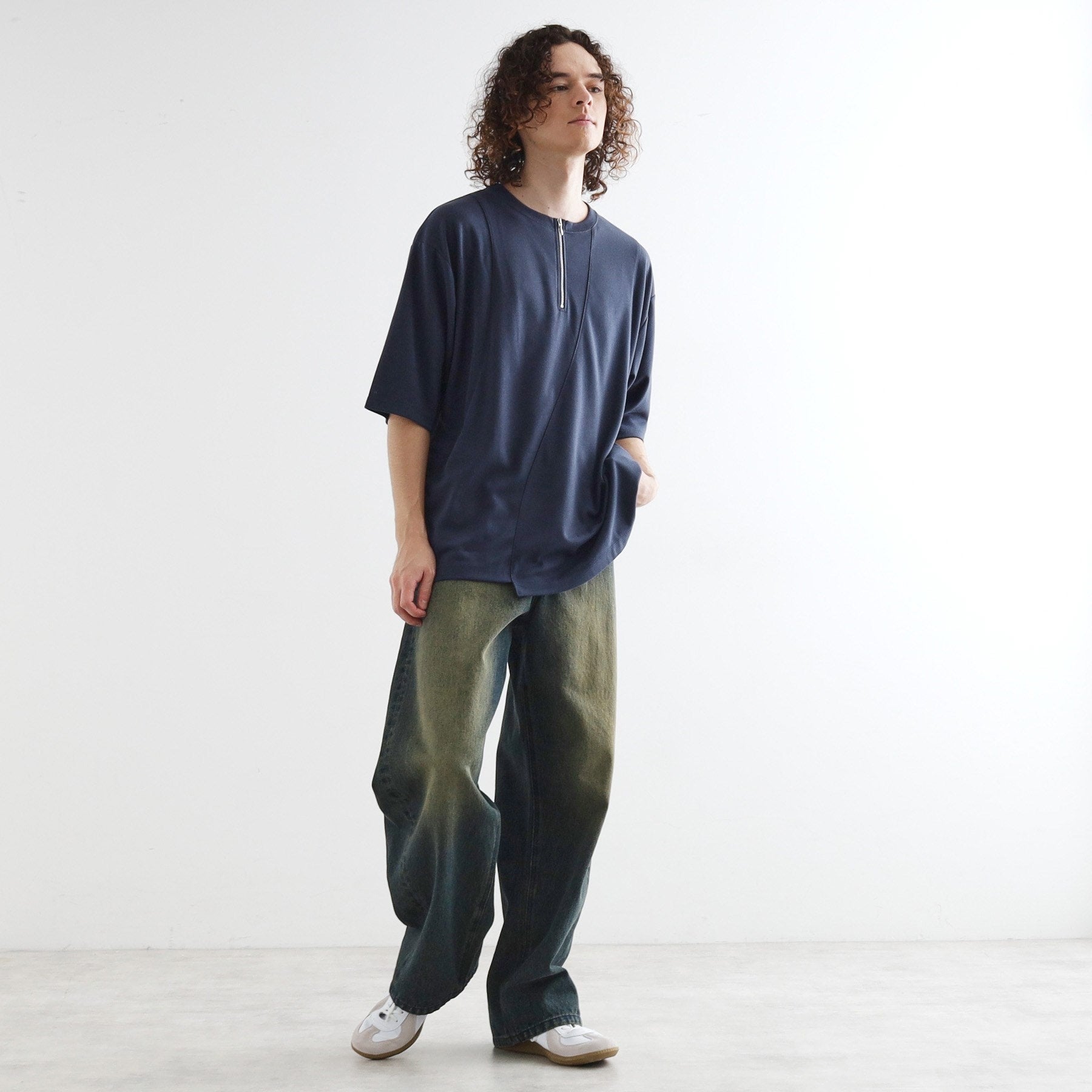 ティーケー タケオ キクチ tk.TAKEO KIKUCHI ウェーブ切替ジップTシャツ (ブラック(019)) ブラック(019)