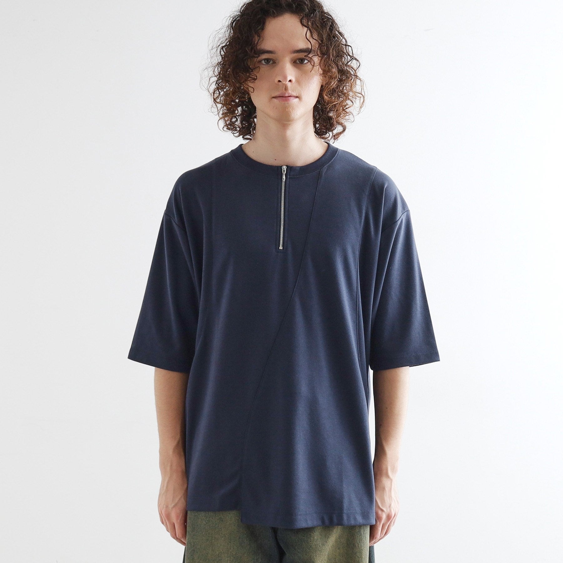 ティーケー タケオ キクチ tk.TAKEO KIKUCHI ウェーブ切替ジップTシャツ (ブラック(019)) ブラック(019)