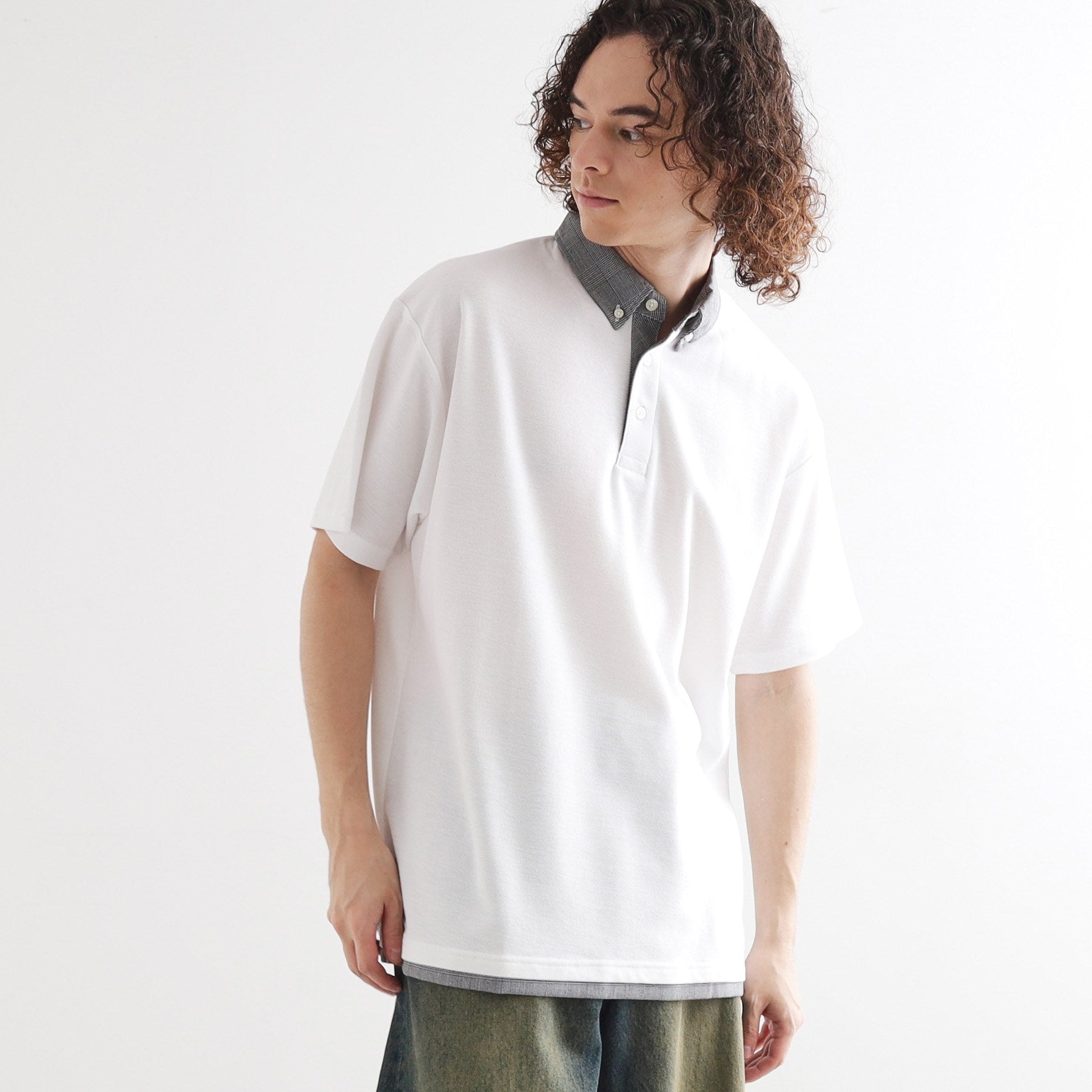 ティーケー タケオ キクチ tk.TAKEO KIKUCHI レイヤード鹿の子ポロシャツ (ネイビー(094)) ネイビー(094)