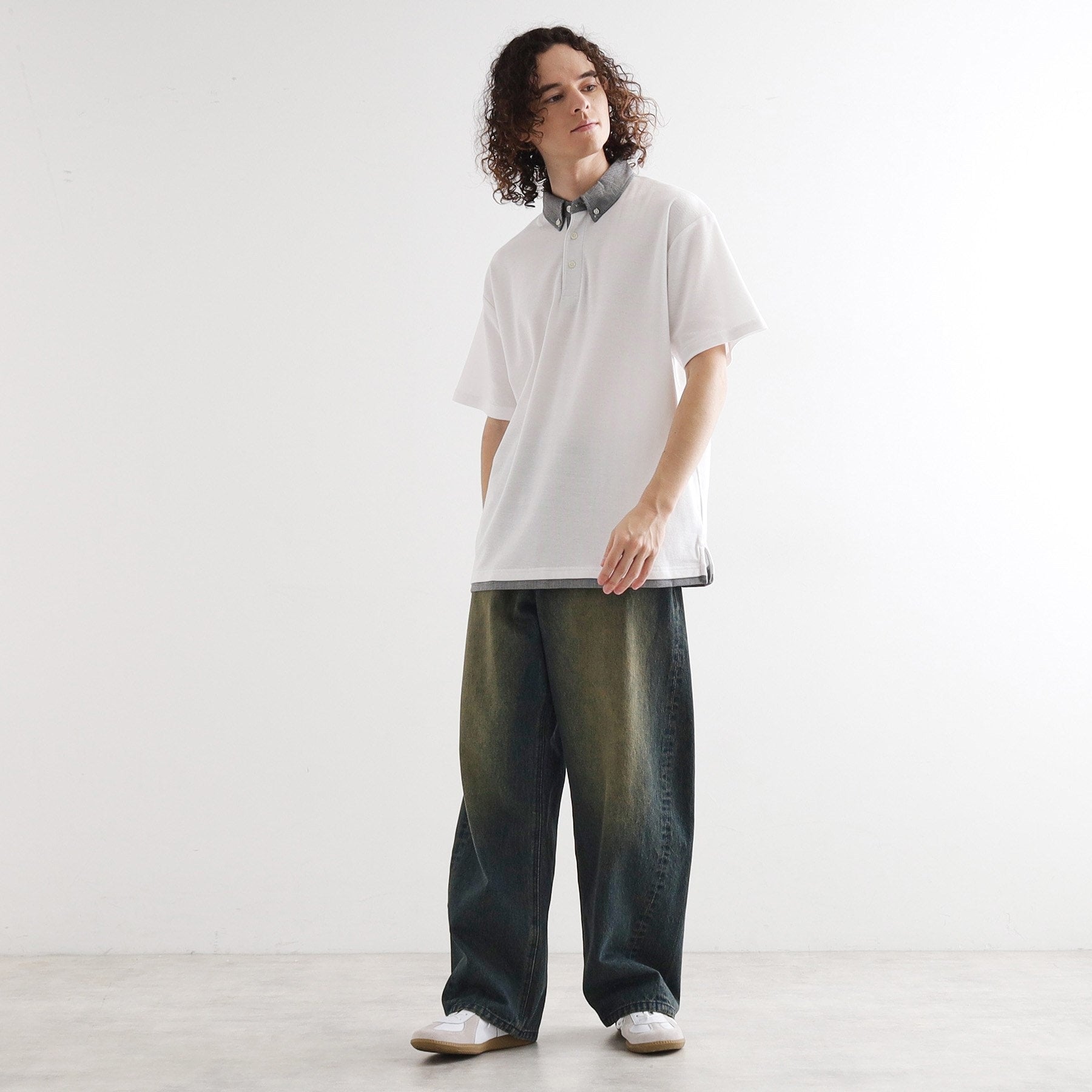 ティーケー タケオ キクチ tk.TAKEO KIKUCHI レイヤード鹿の子ポロシャツ (ネイビー(094)) ネイビー(094)