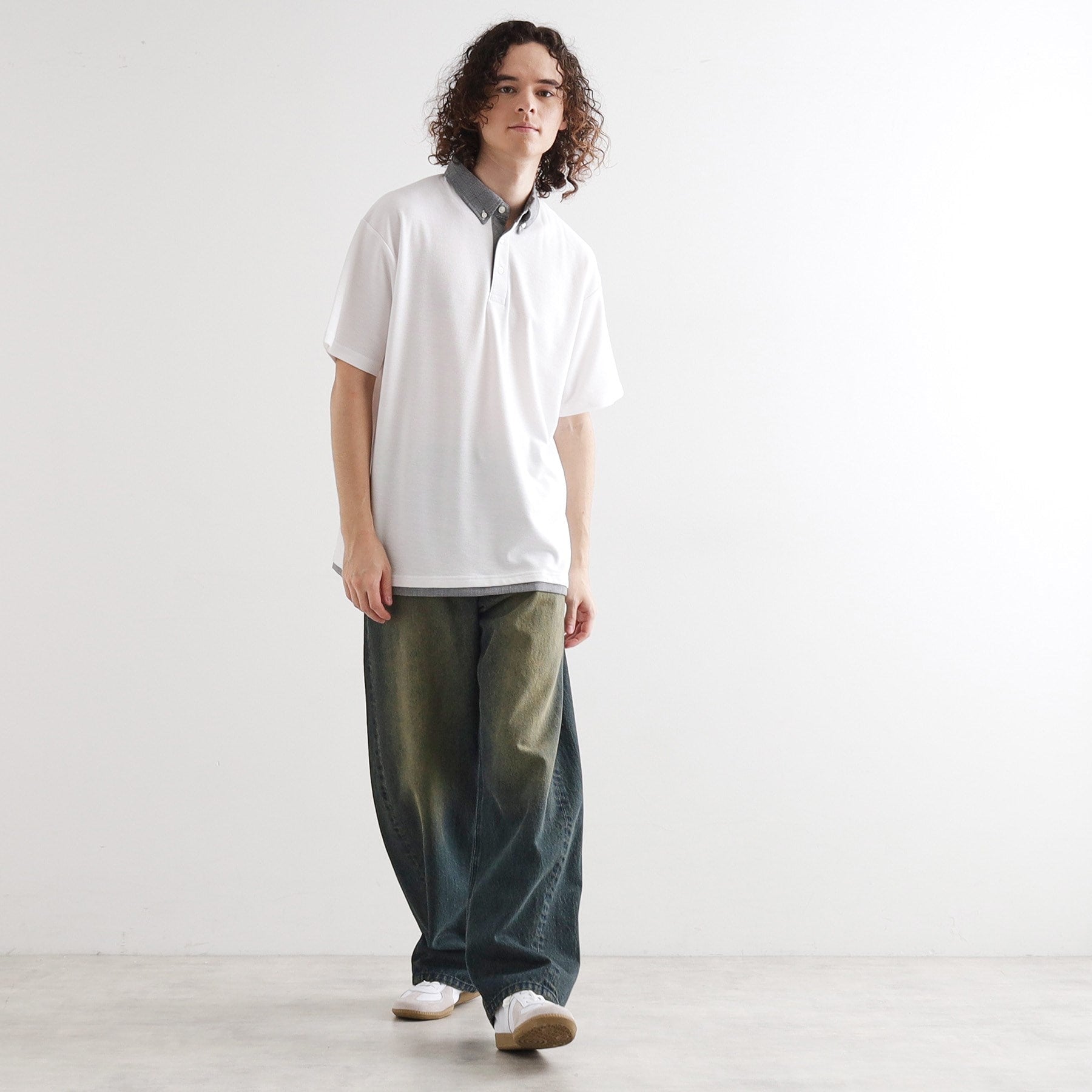 ティーケー タケオ キクチ tk.TAKEO KIKUCHI レイヤード鹿の子ポロシャツ (ネイビー(094)) ネイビー(094)