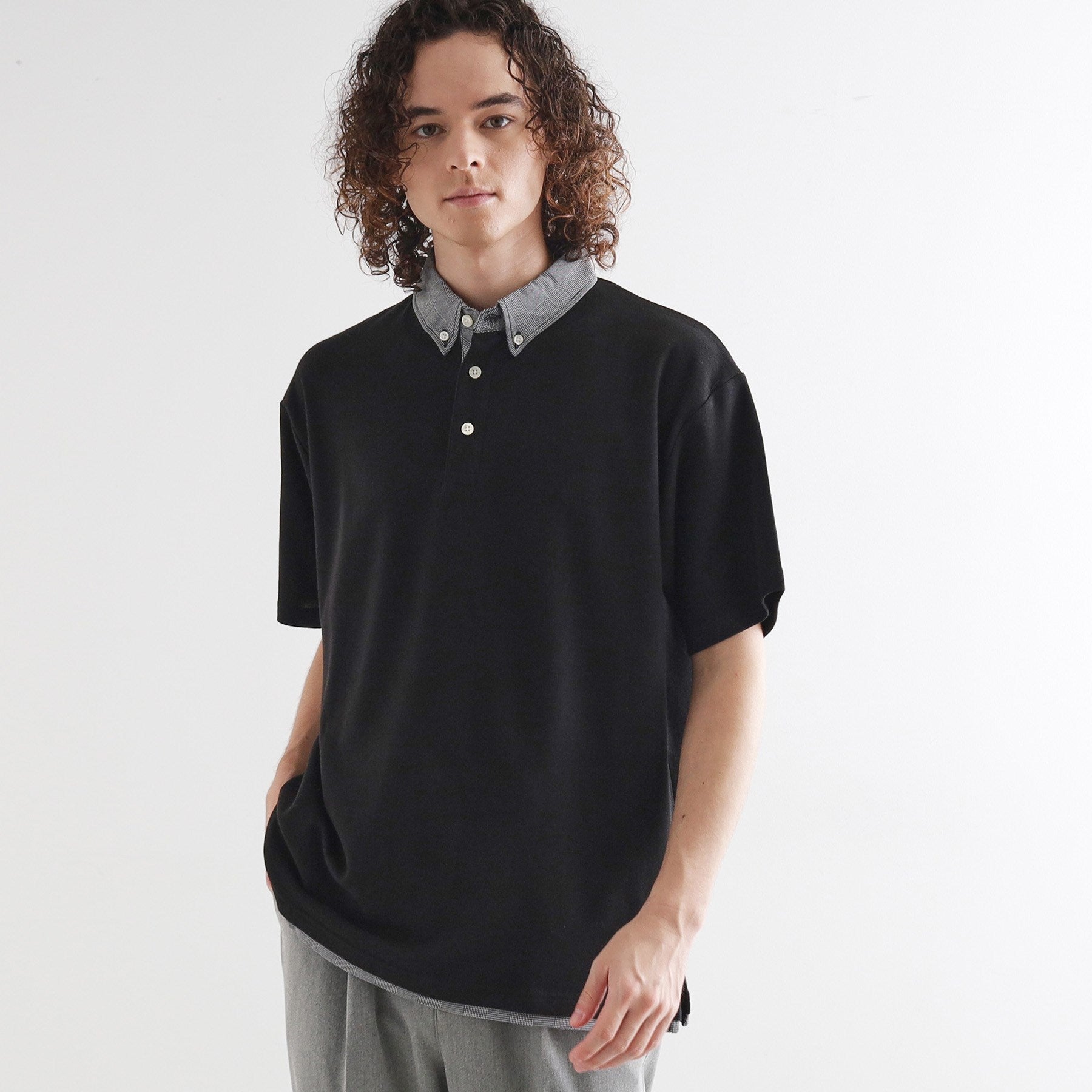 ティーケー タケオ キクチ tk.TAKEO KIKUCHI レイヤード鹿の子ポロシャツ (ネイビー(094)) ネイビー(094)