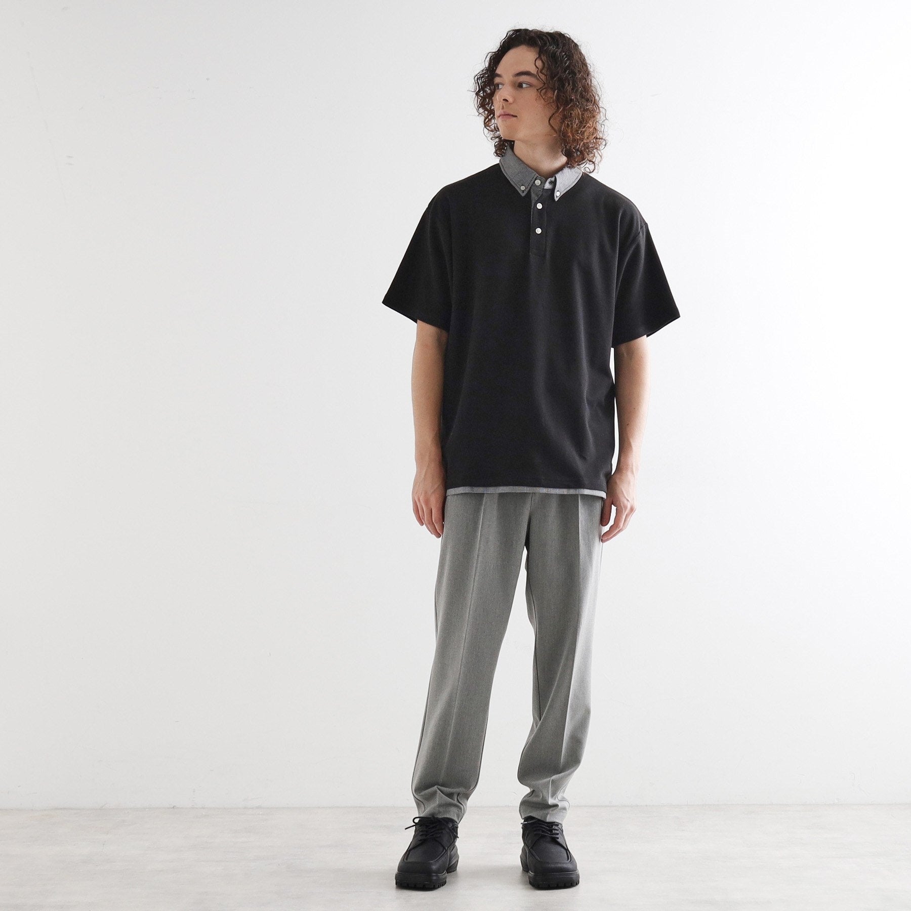 ティーケー タケオ キクチ tk.TAKEO KIKUCHI レイヤード鹿の子ポロシャツ (ネイビー(094)) ネイビー(094)