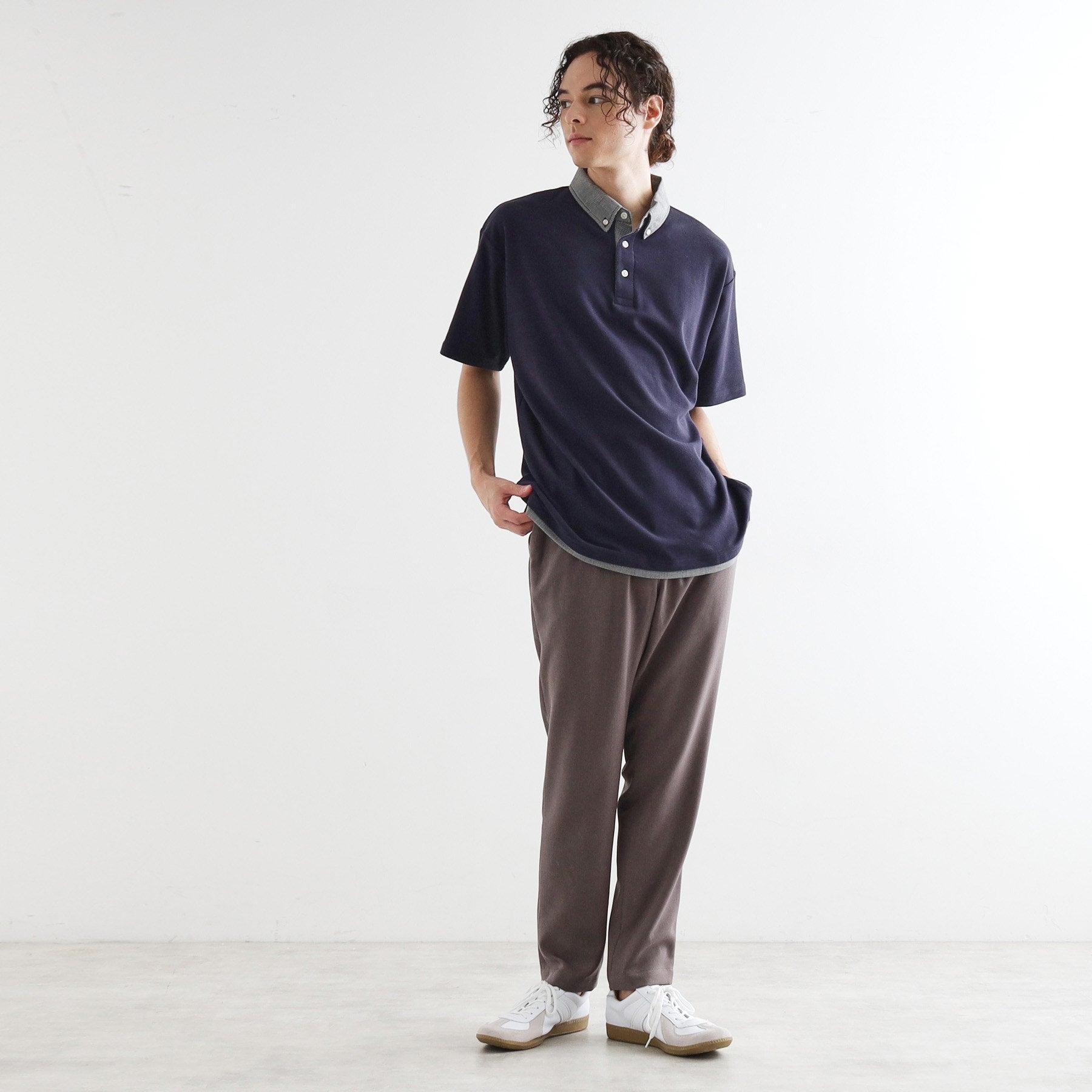 ティーケー タケオ キクチ tk.TAKEO KIKUCHI レイヤード鹿の子ポロシャツ (ネイビー(094)) ネイビー(094)