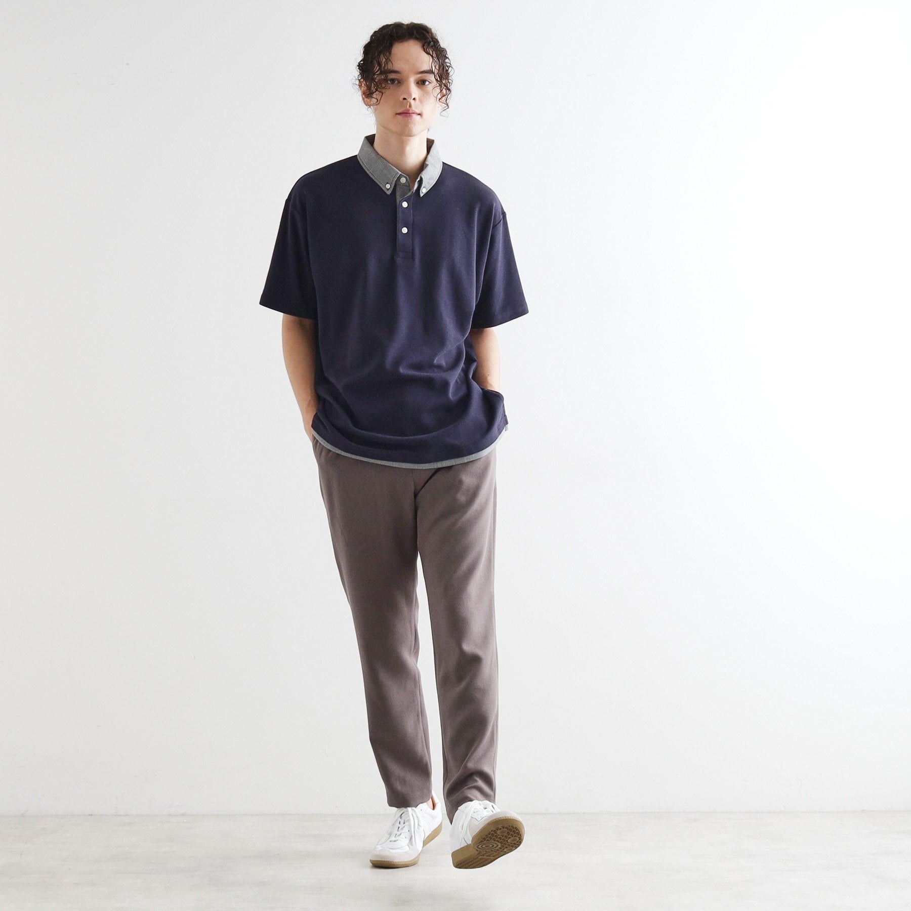 ティーケー タケオ キクチ tk.TAKEO KIKUCHI レイヤード鹿の子ポロシャツ (ネイビー(094)) ネイビー(094)