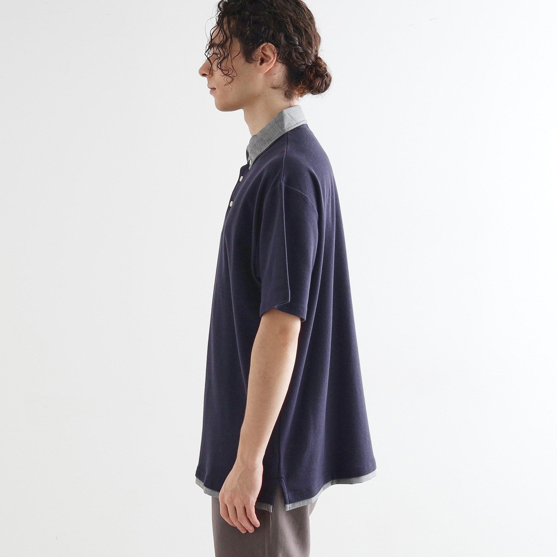 ティーケー タケオ キクチ tk.TAKEO KIKUCHI レイヤード鹿の子ポロシャツ (ネイビー(094)) ネイビー(094)